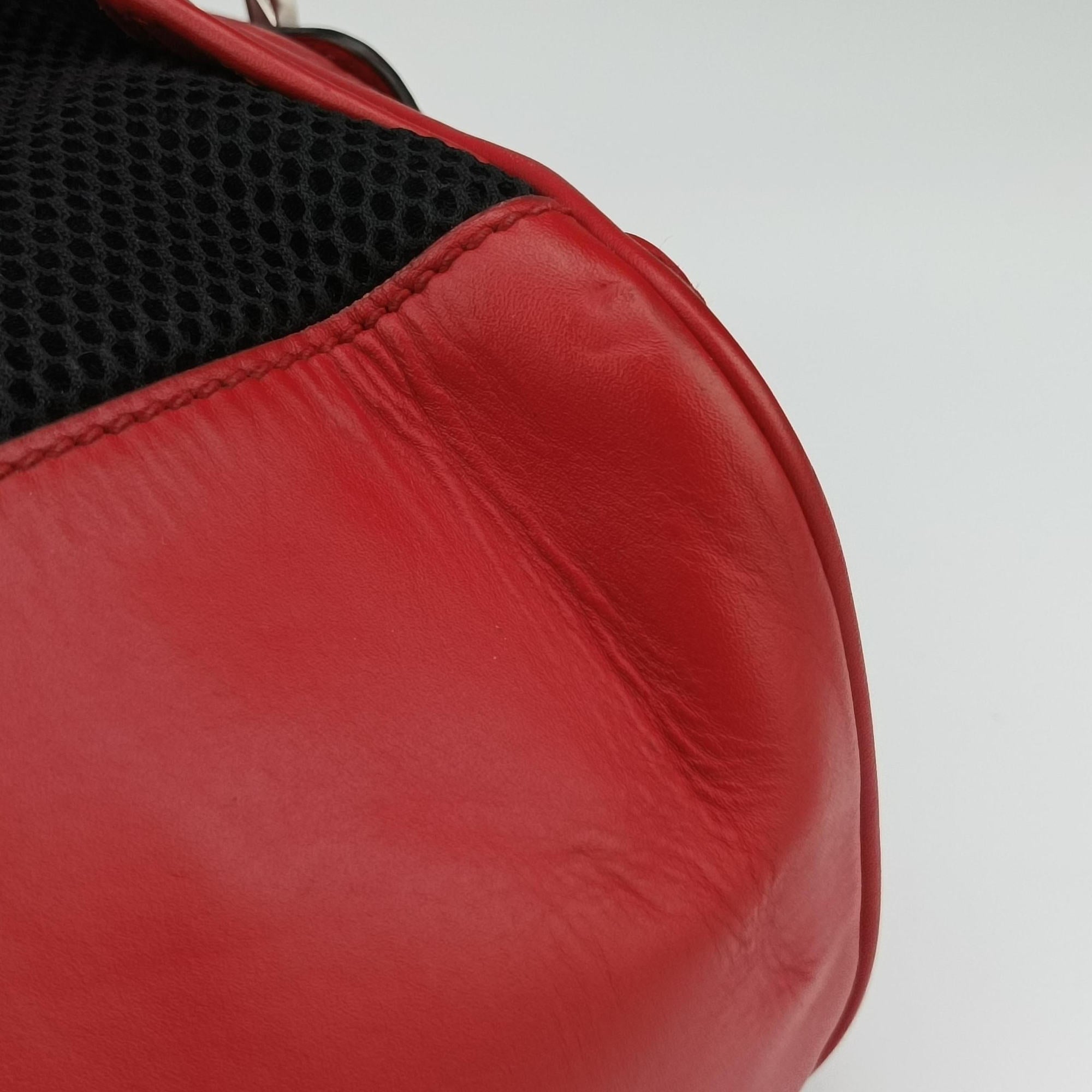 Pre-owned Gucci Guccissima Red Leather 450967 backpack/rucksack | stylenewstar