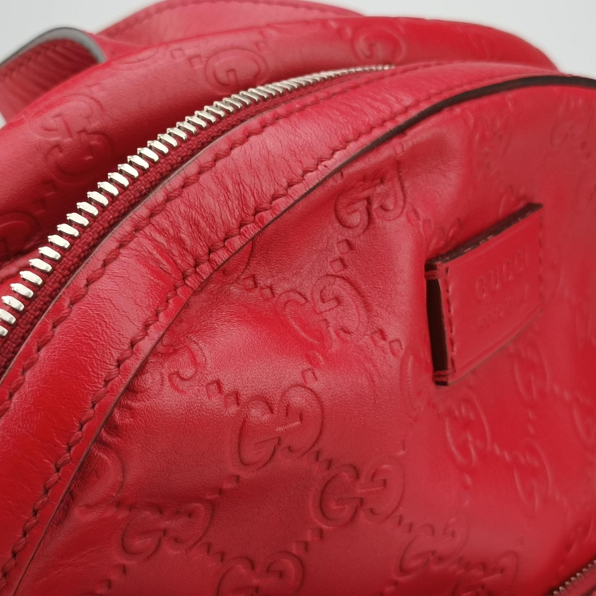 Pre-owned Gucci Guccissima Red Leather 450967 backpack/rucksack | stylenewstar