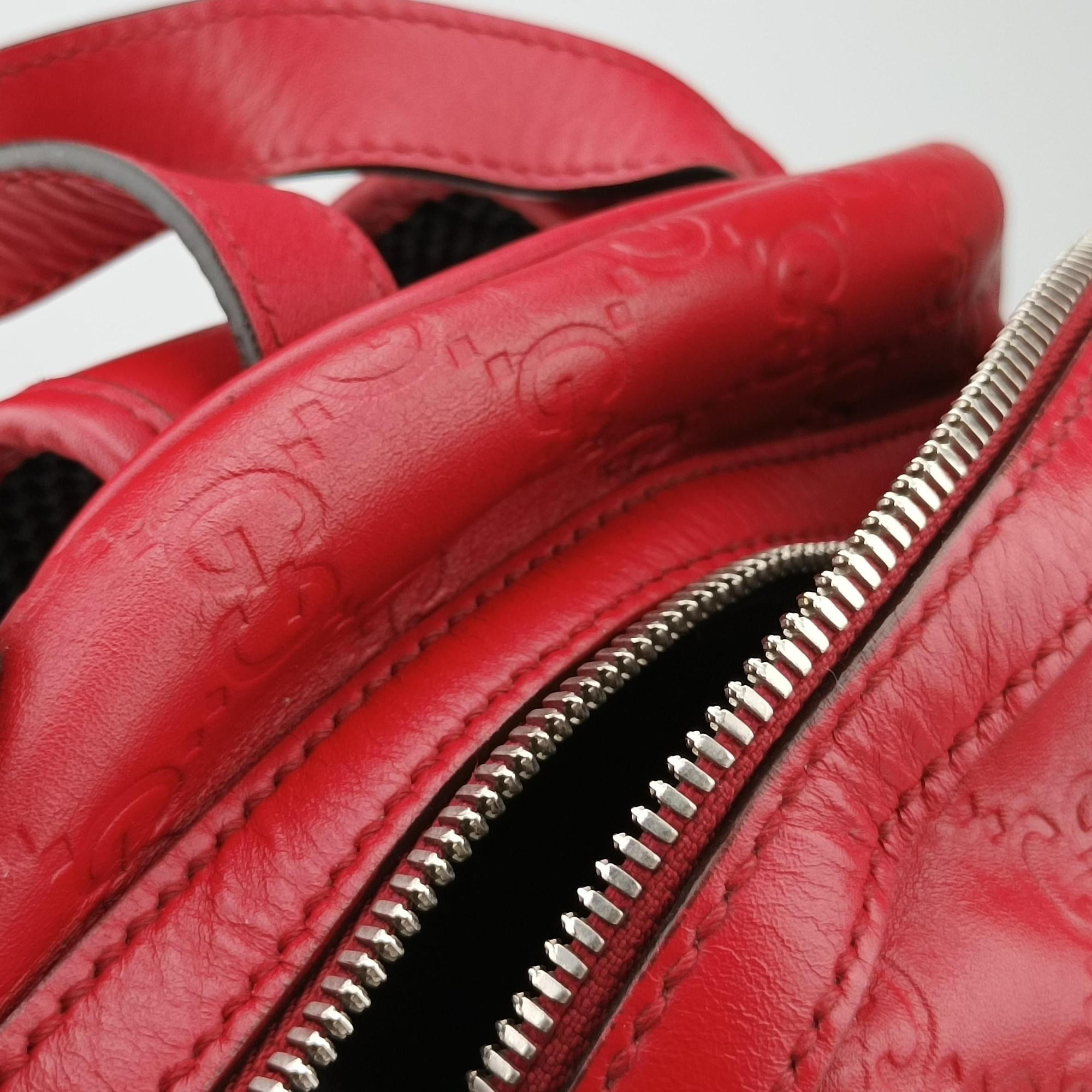 Pre-owned Gucci Guccissima Red Leather 450967 backpack/rucksack | stylenewstar