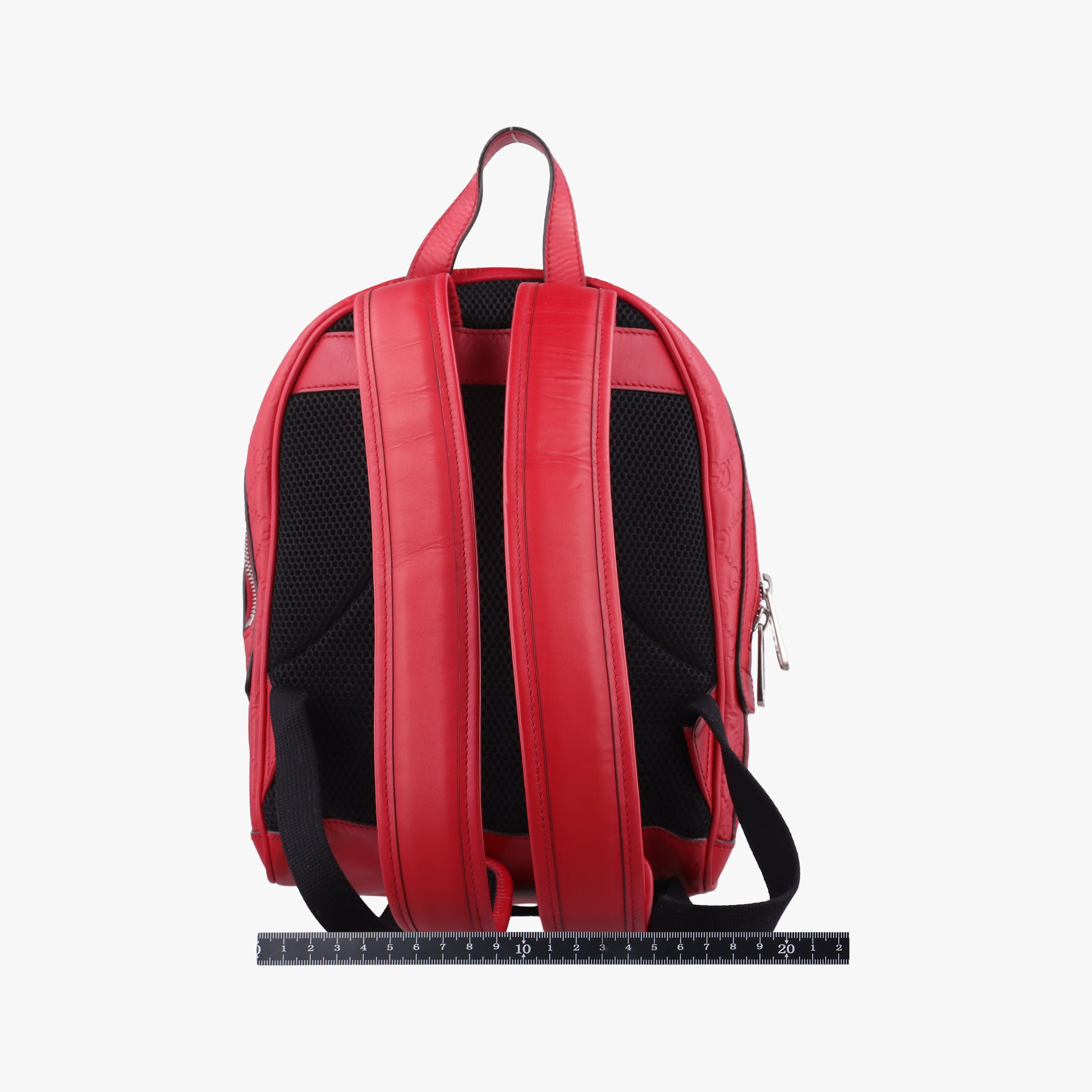 Pre-owned Gucci Guccissima Red Leather 450967 backpack/rucksack | stylenewstar
