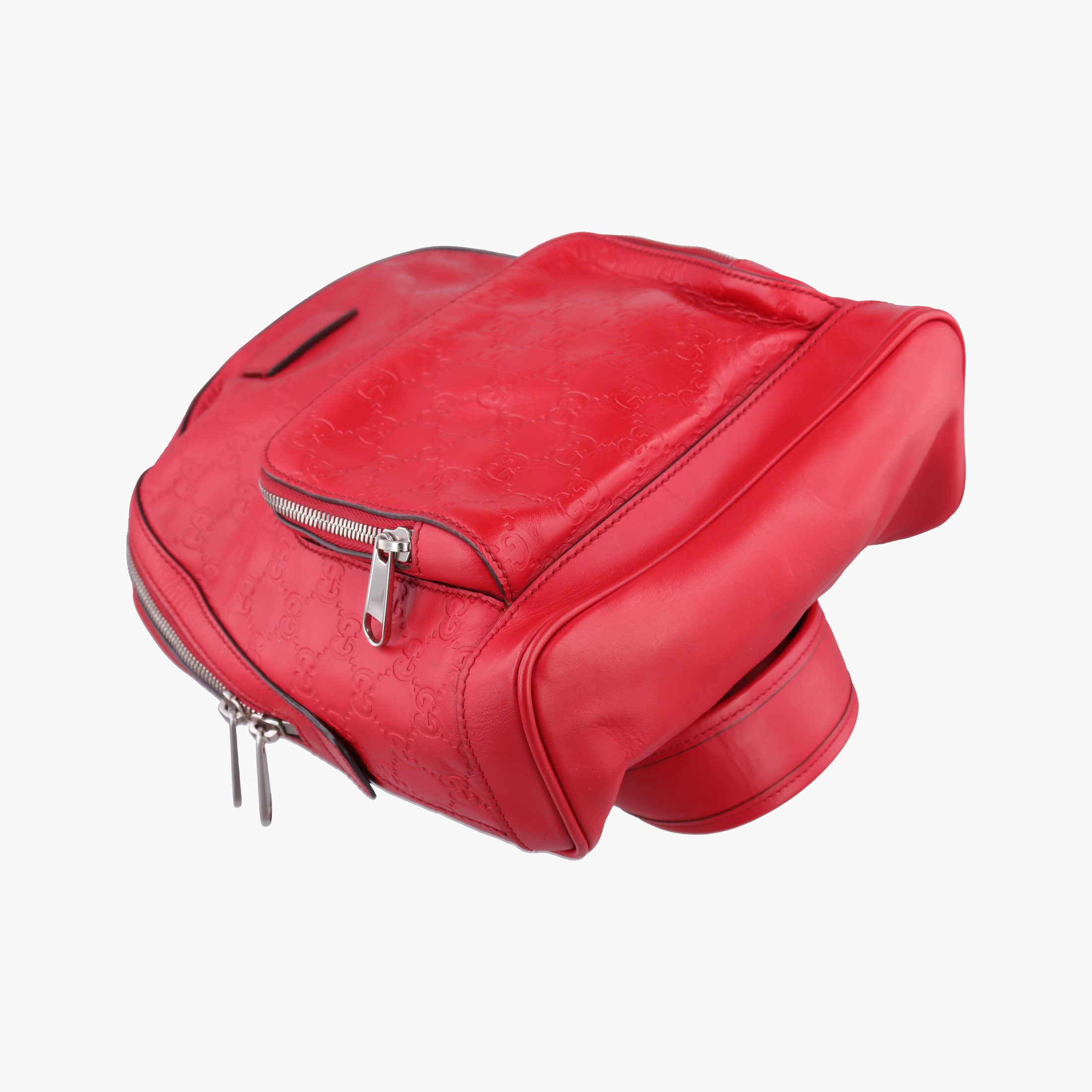 Pre-owned Gucci Guccissima Red Leather 450967 backpack/rucksack | stylenewstar