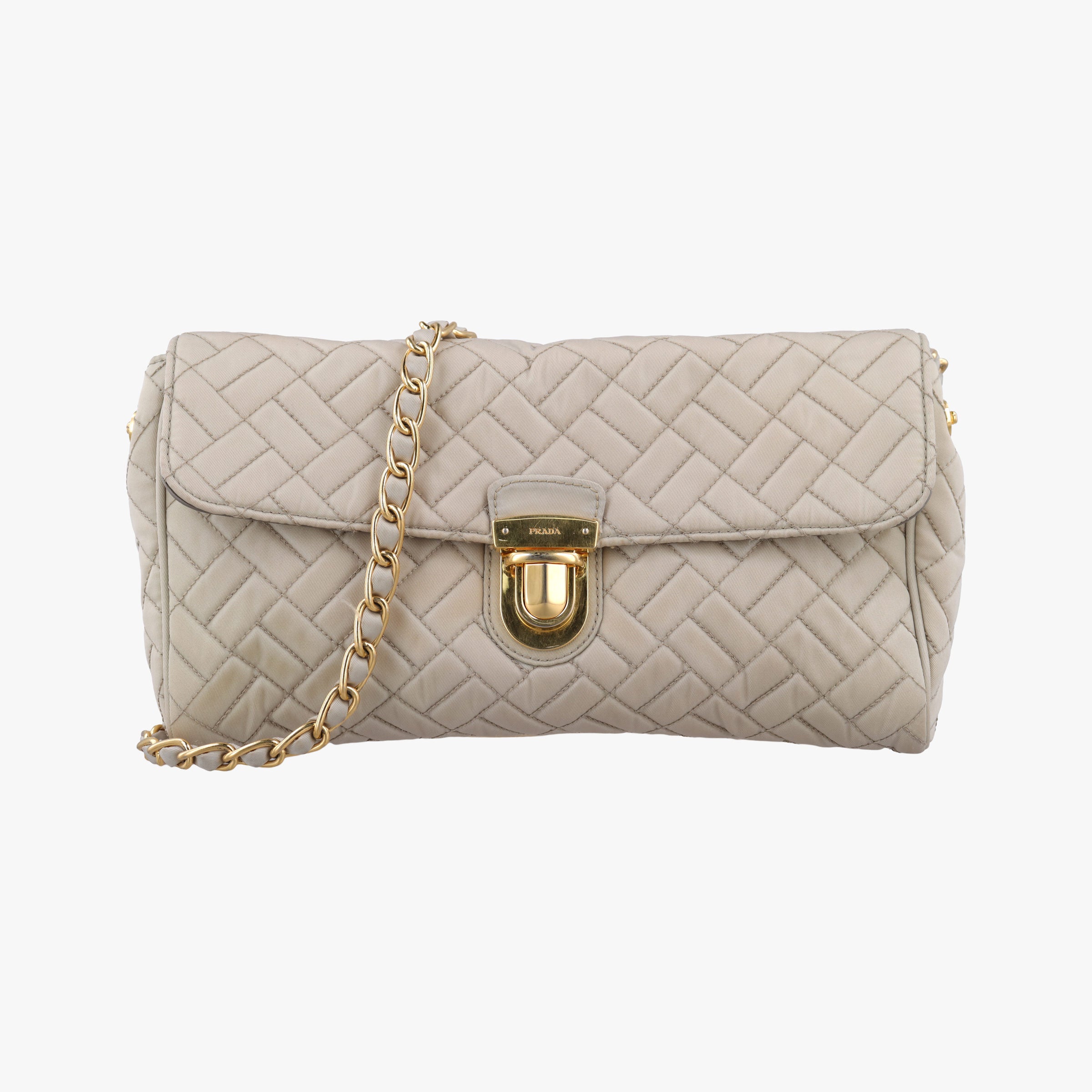 Vintage Prada Quilted Chain Argilla  nylon  shoulderbag | stylenewstar