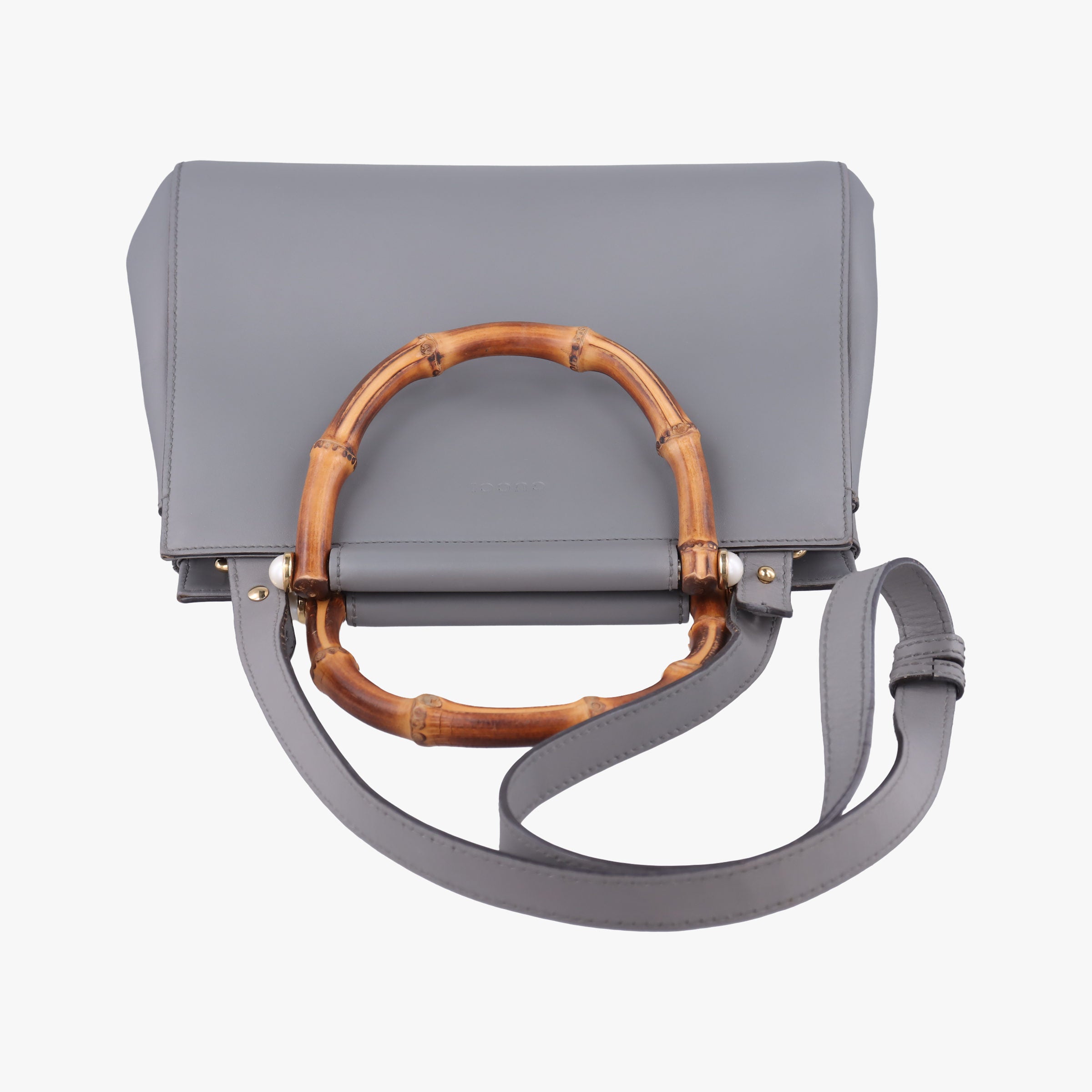 Pre-owned Gucci Bamboo Nymphaea Grey Leather 453767 shoulderbag | stylenewstar