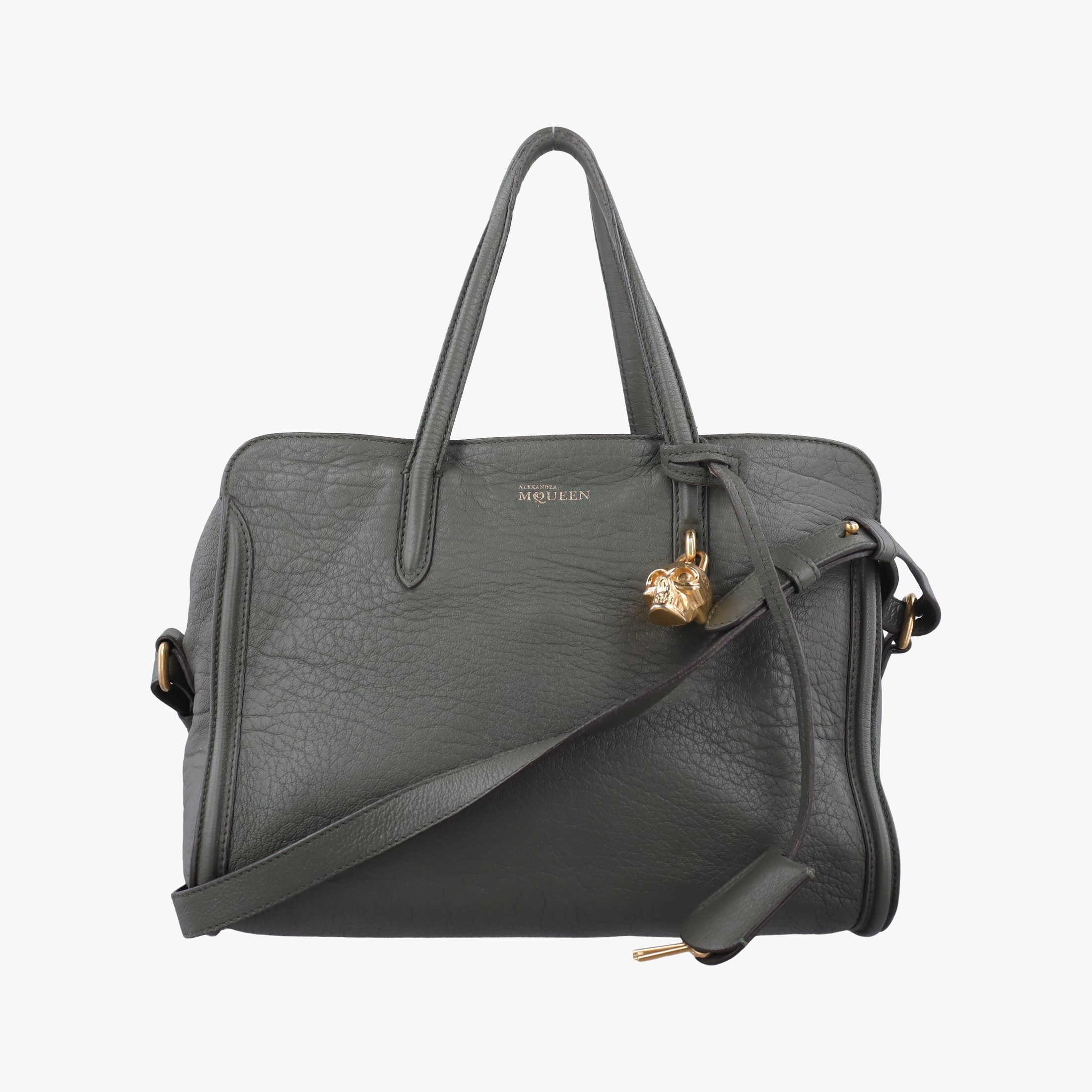 Vintage Alexander McQueen Skull Padlock green Leather  shoulderbag | stylenewstar