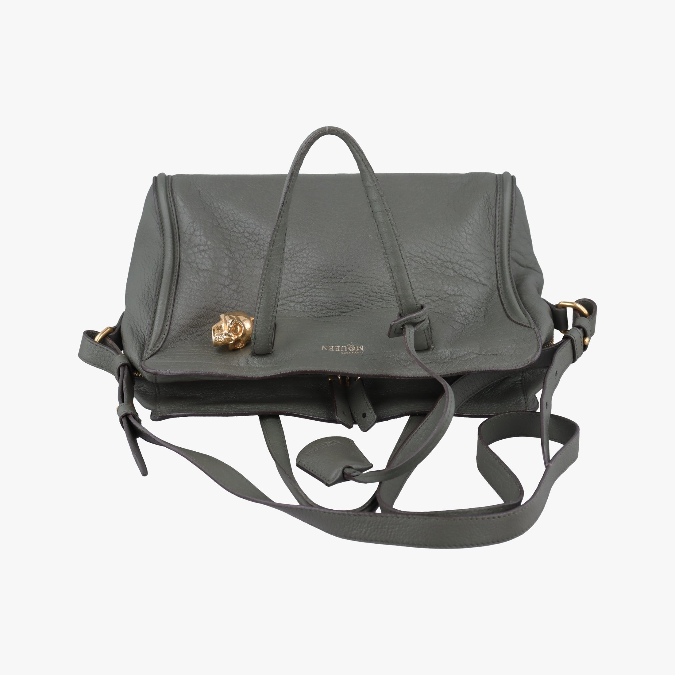 Vintage Alexander McQueen Skull Padlock green Leather  shoulderbag | stylenewstar
