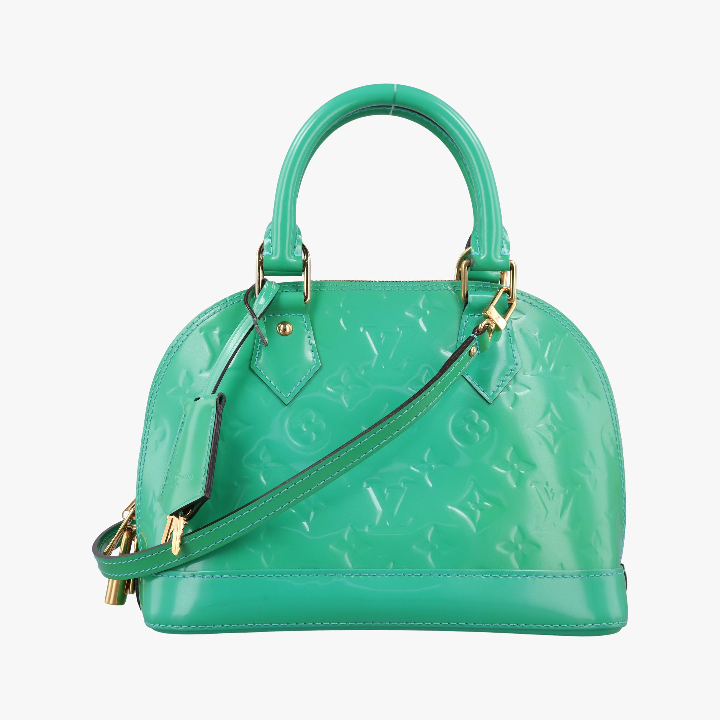 Pre-owned Louis Vuitton Alma BB Blue Lagon Vernis M91696 shoulderbag | stylenewstar