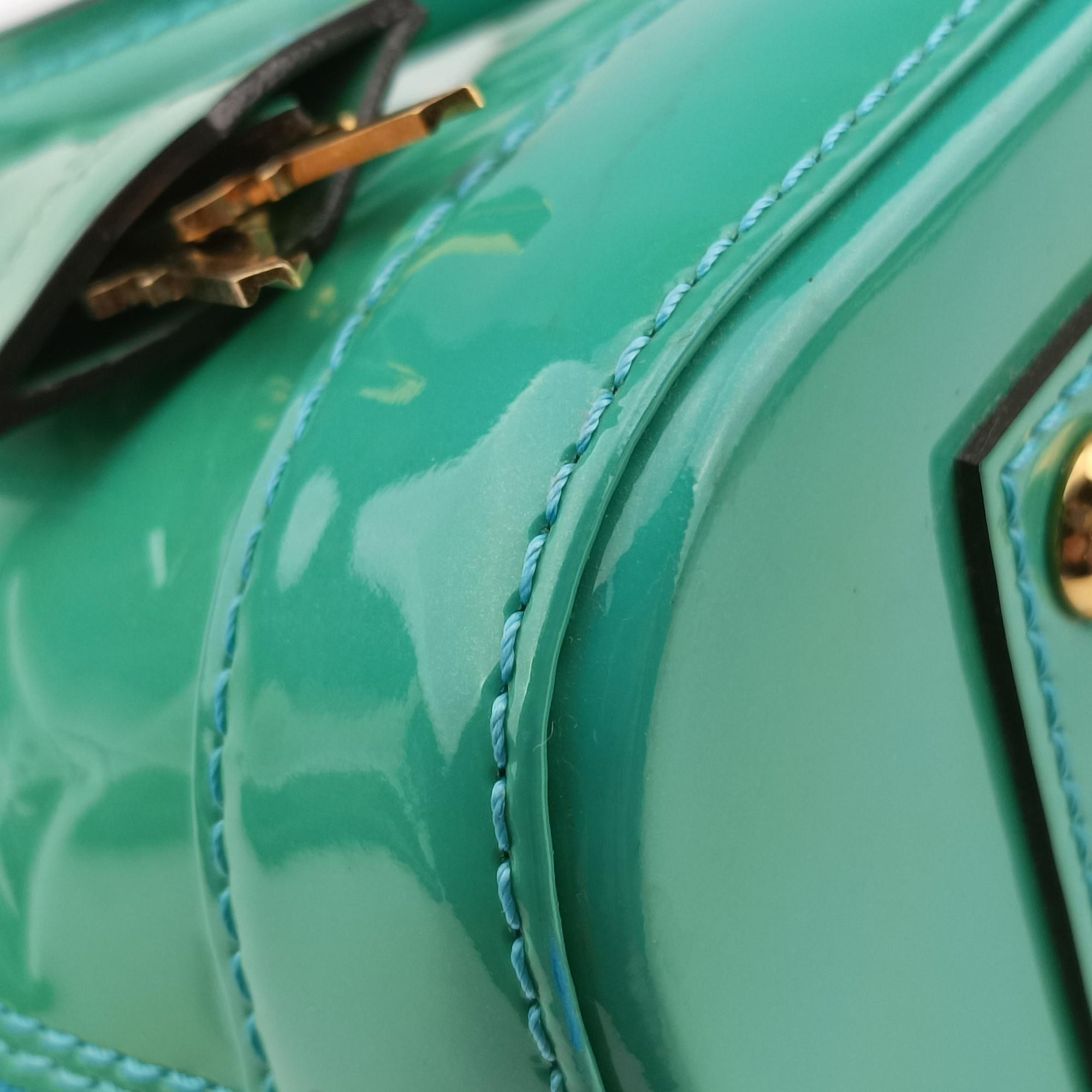Pre-owned Louis Vuitton Alma BB Blue Lagon Vernis M91696 shoulderbag | stylenewstar