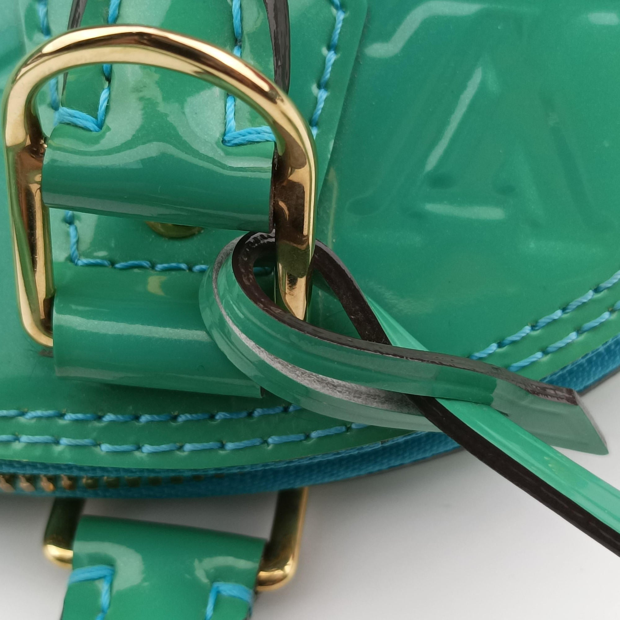 Pre-owned Louis Vuitton Alma BB Blue Lagon Vernis M91696 shoulderbag | stylenewstar