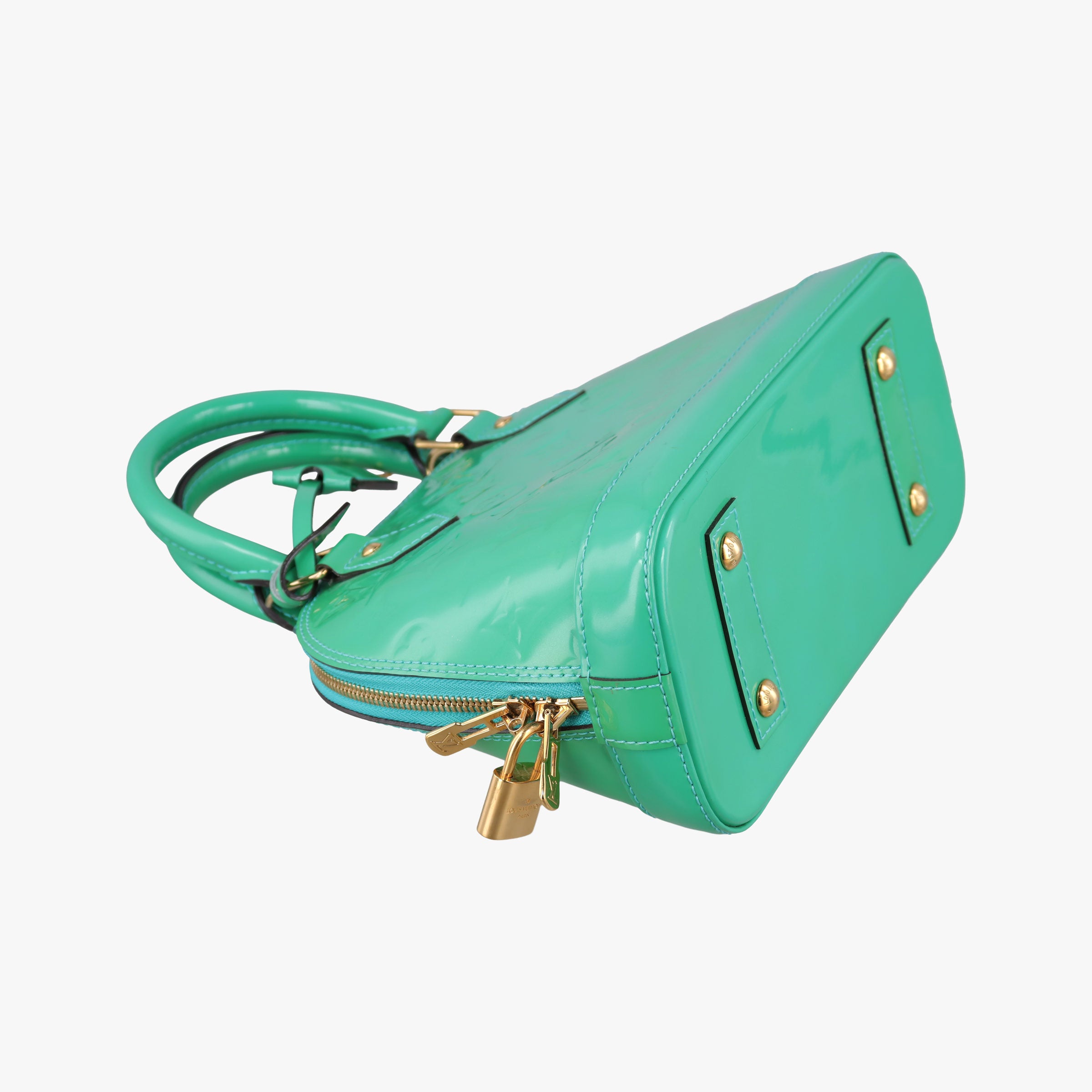 Pre-owned Louis Vuitton Alma BB Blue Lagon Vernis M91696 shoulderbag | stylenewstar