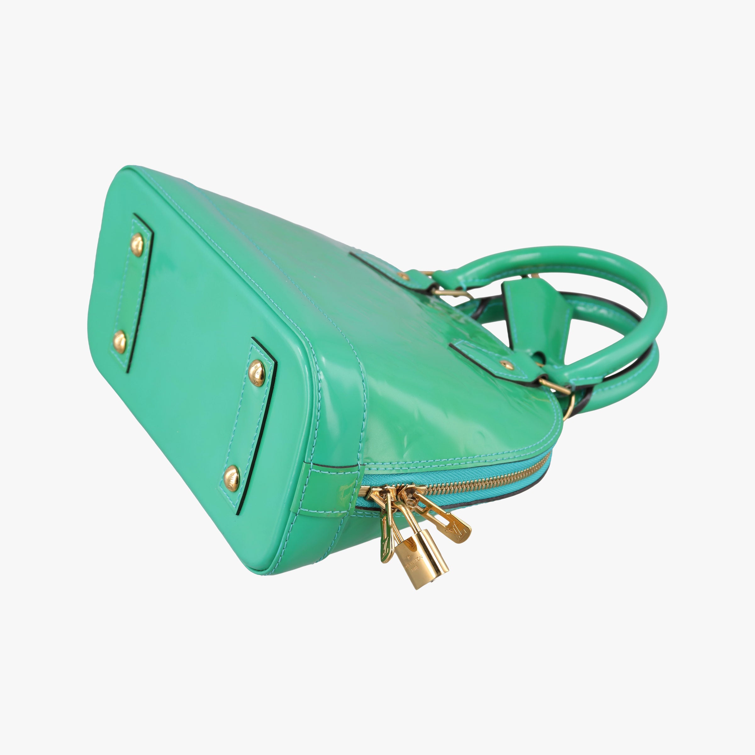 Pre-owned Louis Vuitton Alma BB Blue Lagon Vernis M91696 shoulderbag | stylenewstar