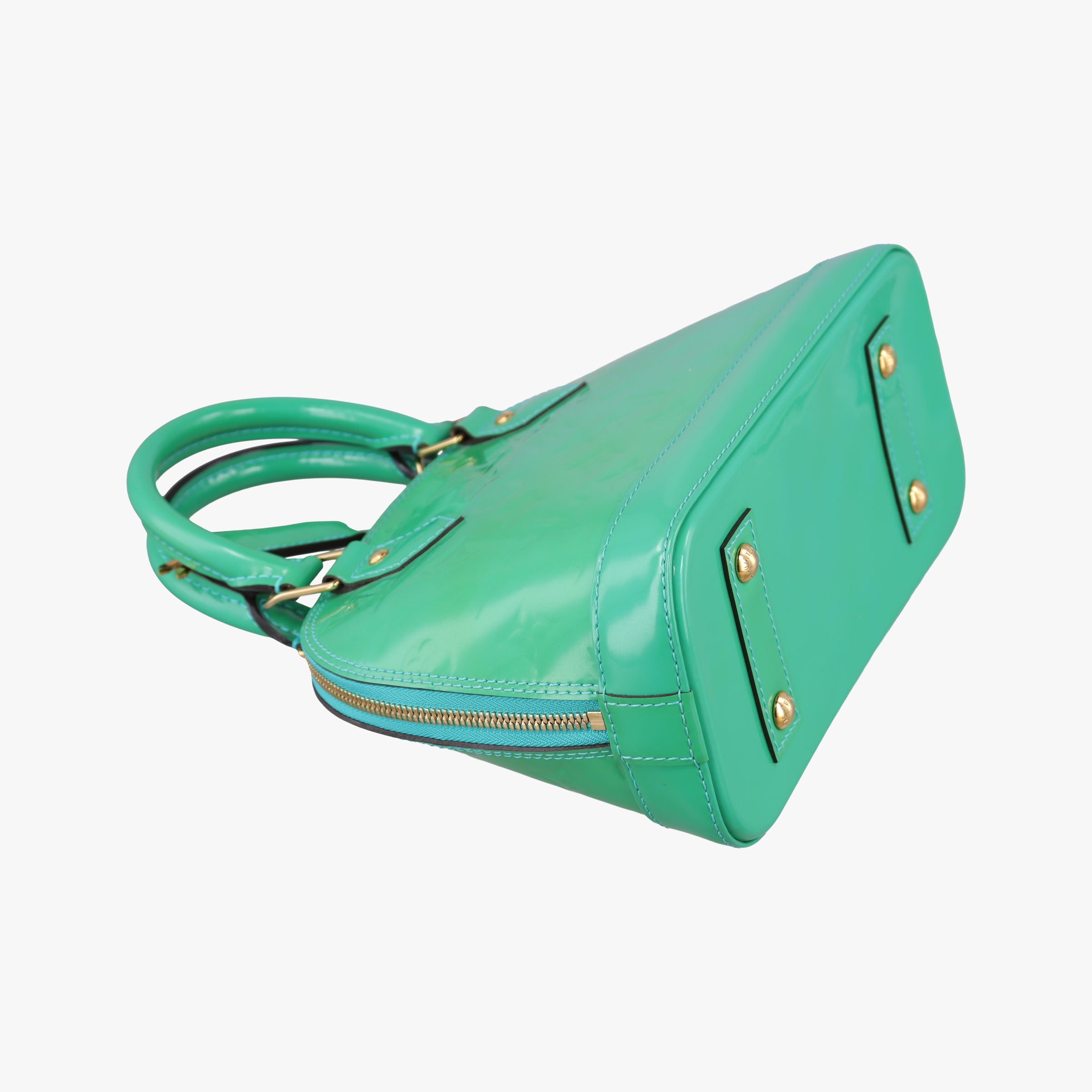 Pre-owned Louis Vuitton Alma BB Blue Lagon Vernis M91696 shoulderbag | stylenewstar