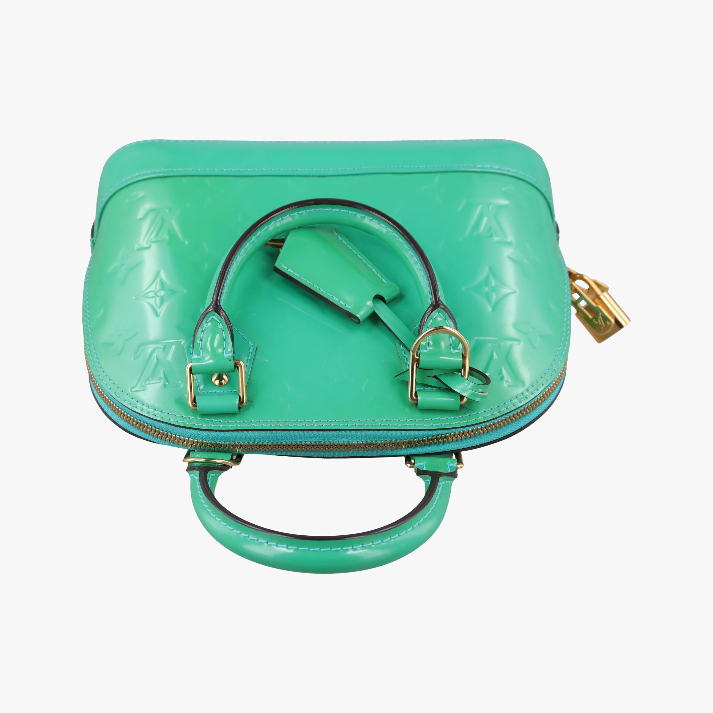 Pre-owned Louis Vuitton Alma BB Blue Lagon Vernis M91696 shoulderbag | stylenewstar