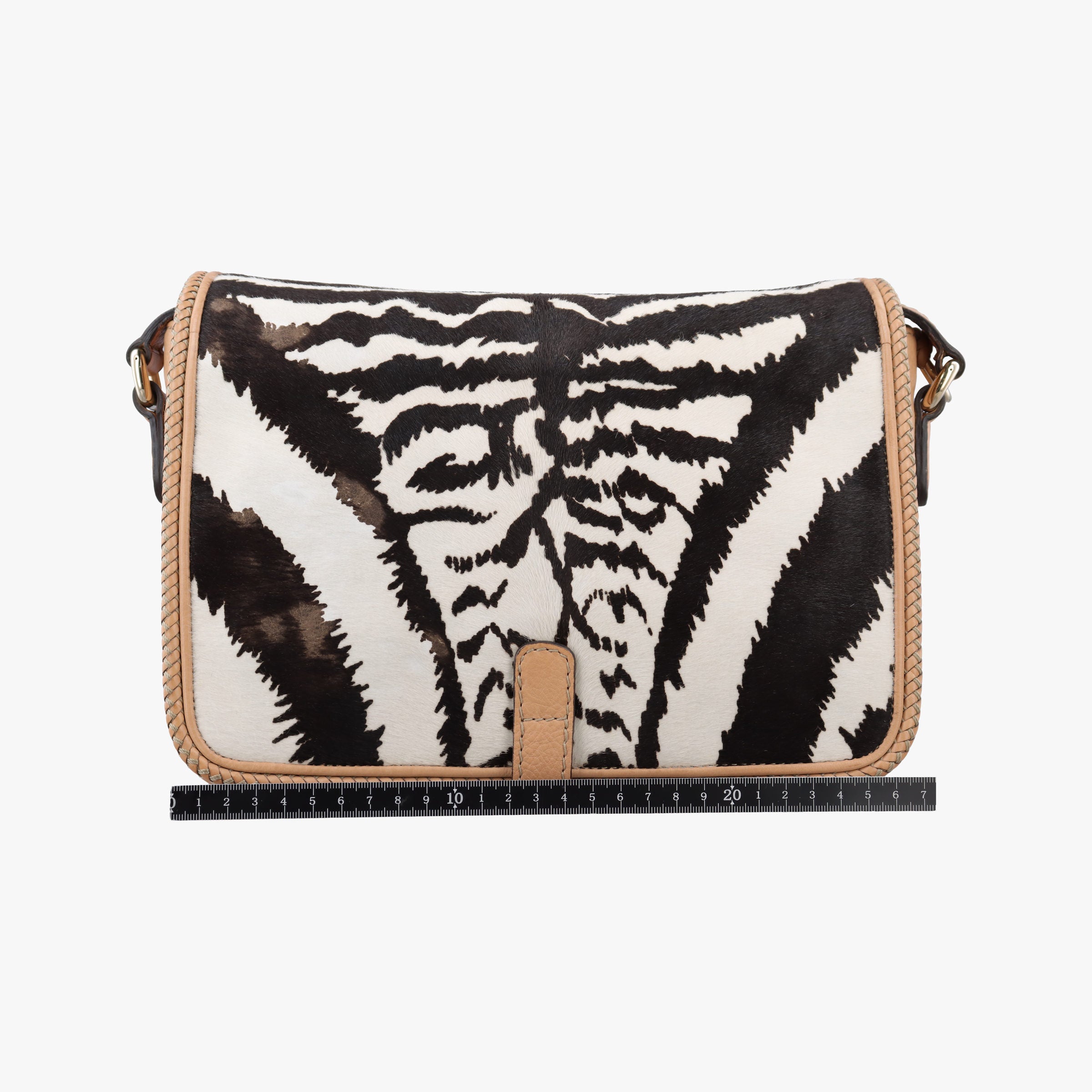 Pre-owned Gucci Marrakech zebra print Beige x Black x White ponyhair×leather 257024 shoulderbag | stylenewstar