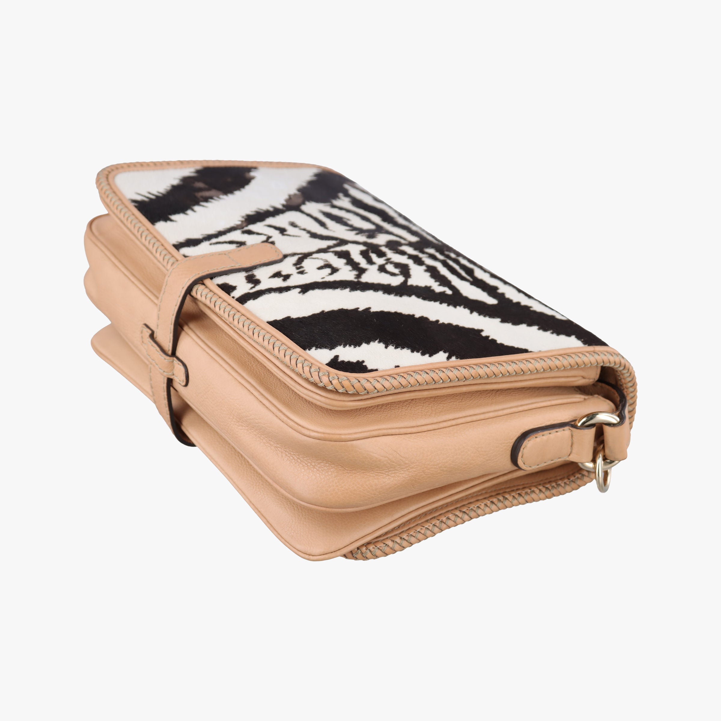 Pre-owned Gucci Marrakech zebra print Beige x Black x White ponyhair×leather 257024 shoulderbag | stylenewstar