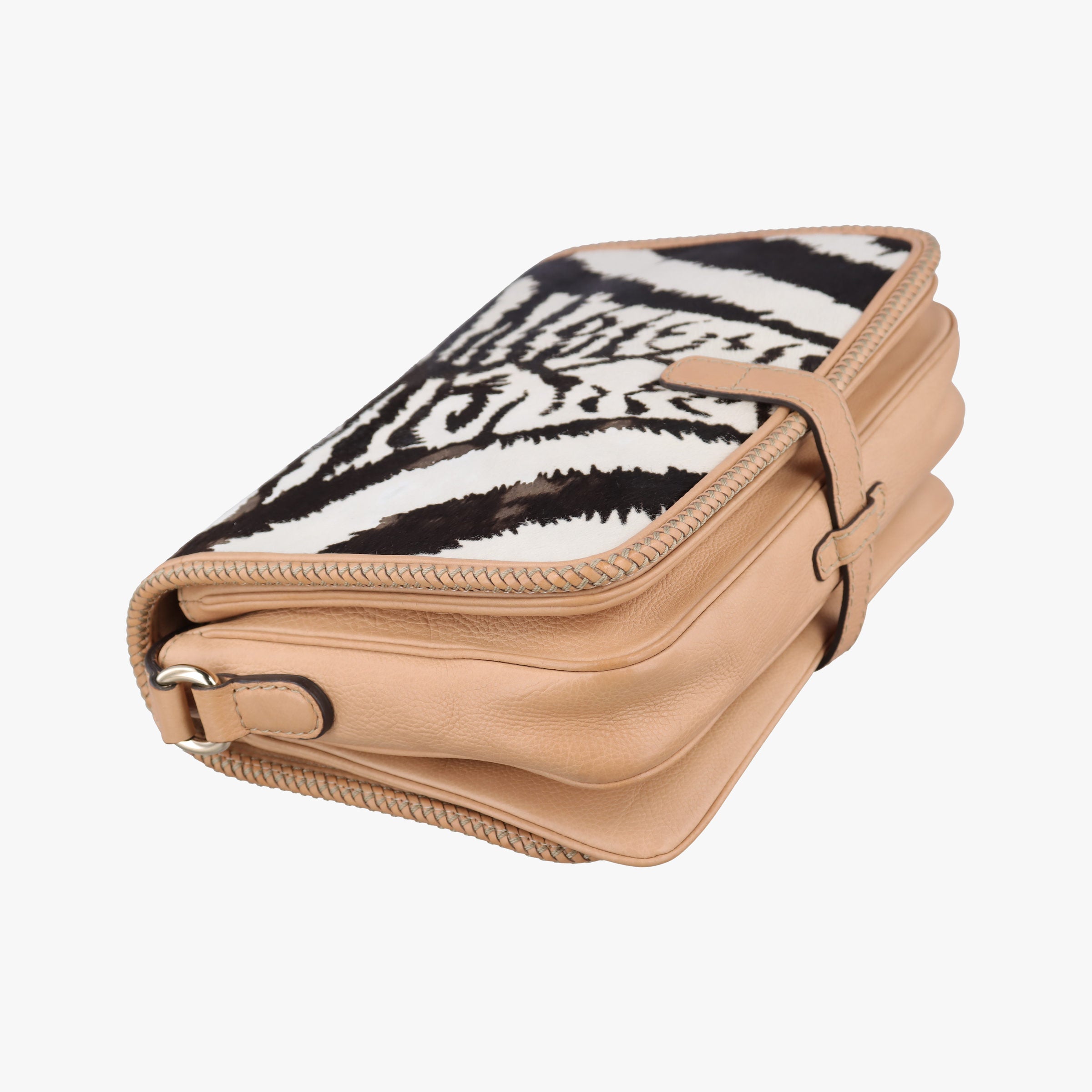 Pre-owned Gucci Marrakech zebra print Beige x Black x White ponyhair×leather 257024 shoulderbag | stylenewstar