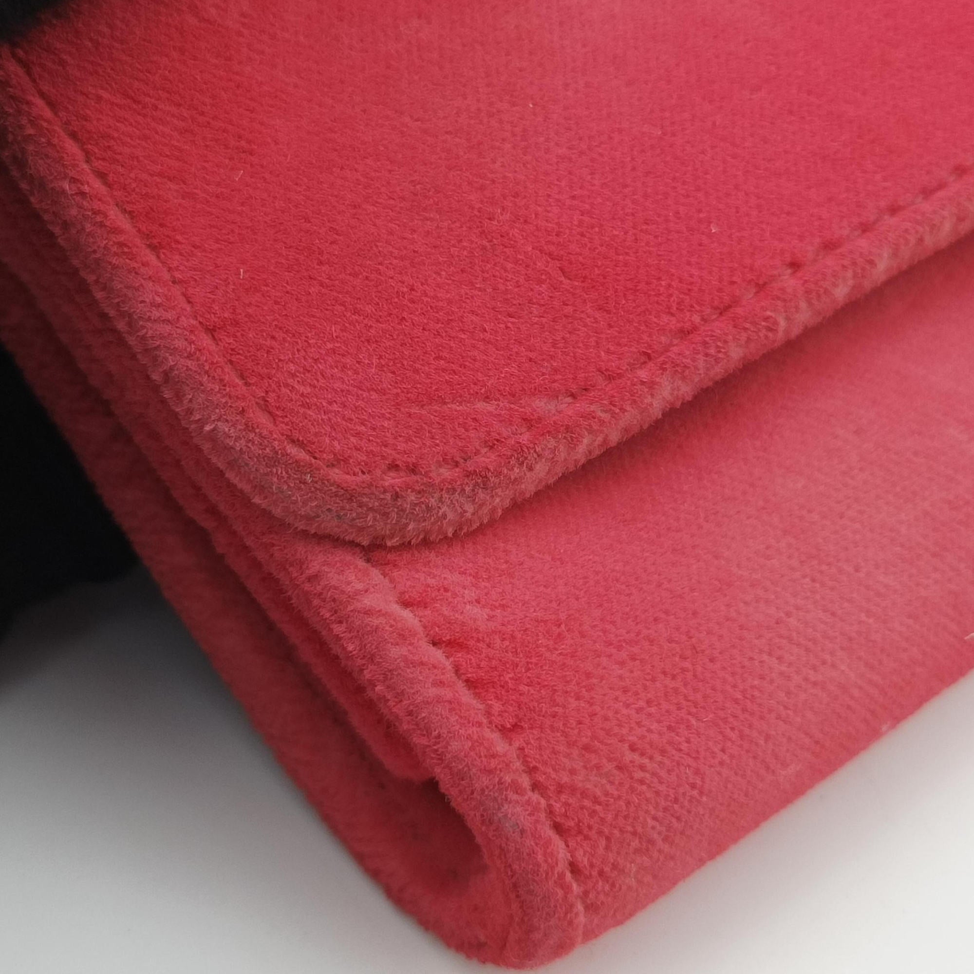 Pre-owned Fendi Kan I F Logo Pink velour 8BS012 shoulderbag | stylenewstar