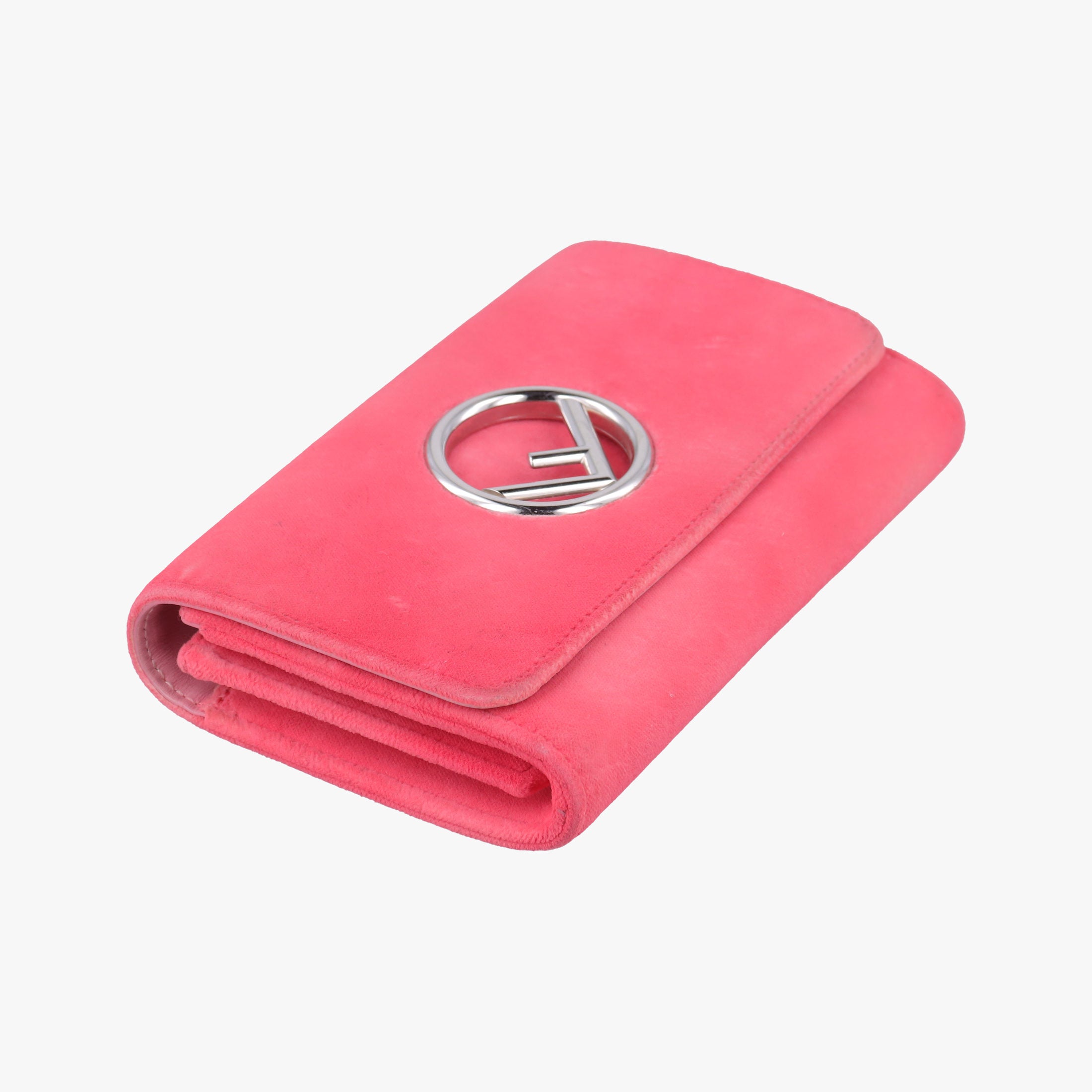 Pre-owned Fendi Kan I F Logo Pink velour 8BS012 shoulderbag | stylenewstar