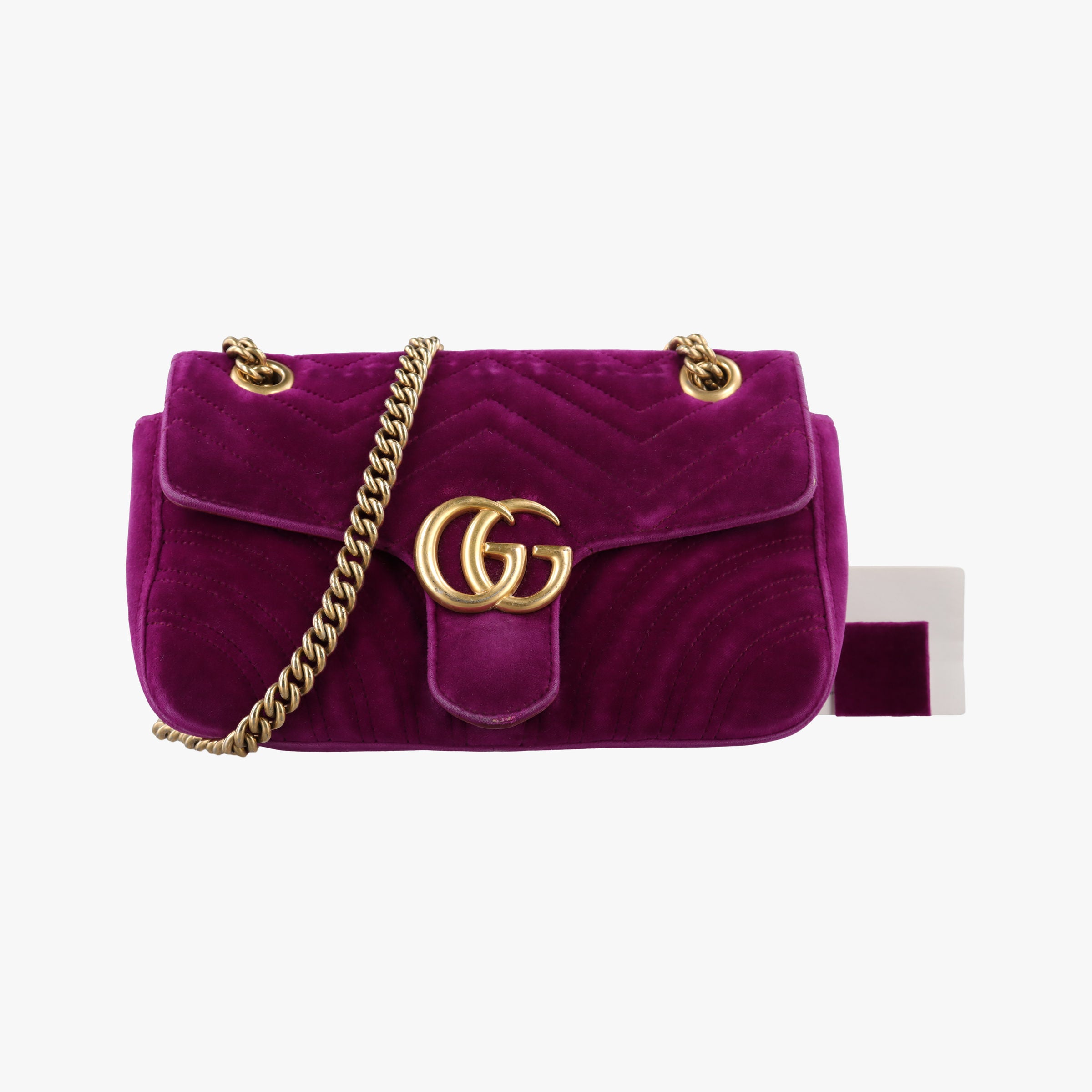 Pre-owned Gucci GG Marmont Purple velour 443497 shoulderbag | stylenewstar
