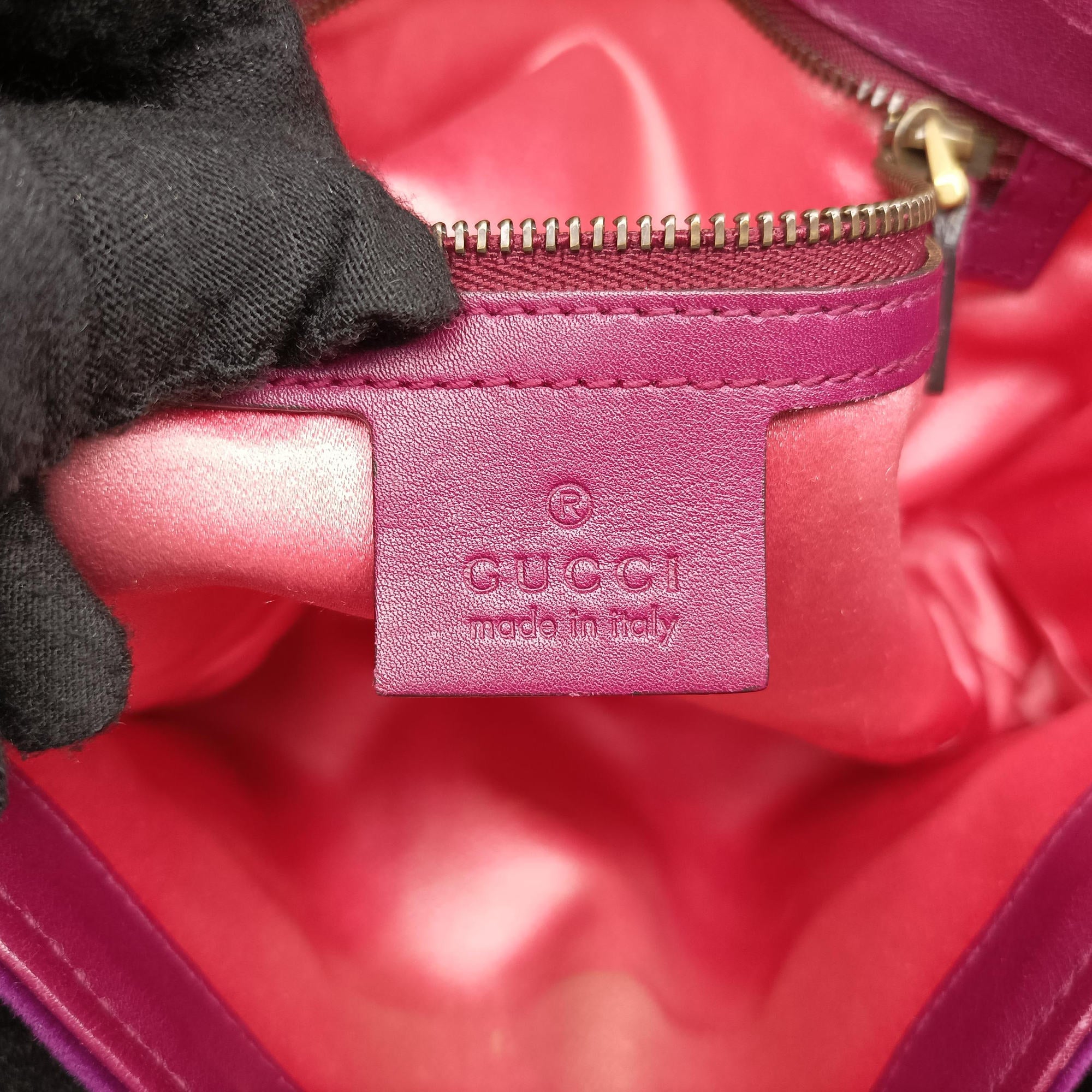 Pre-owned Gucci GG Marmont Purple velour 443497 shoulderbag | stylenewstar