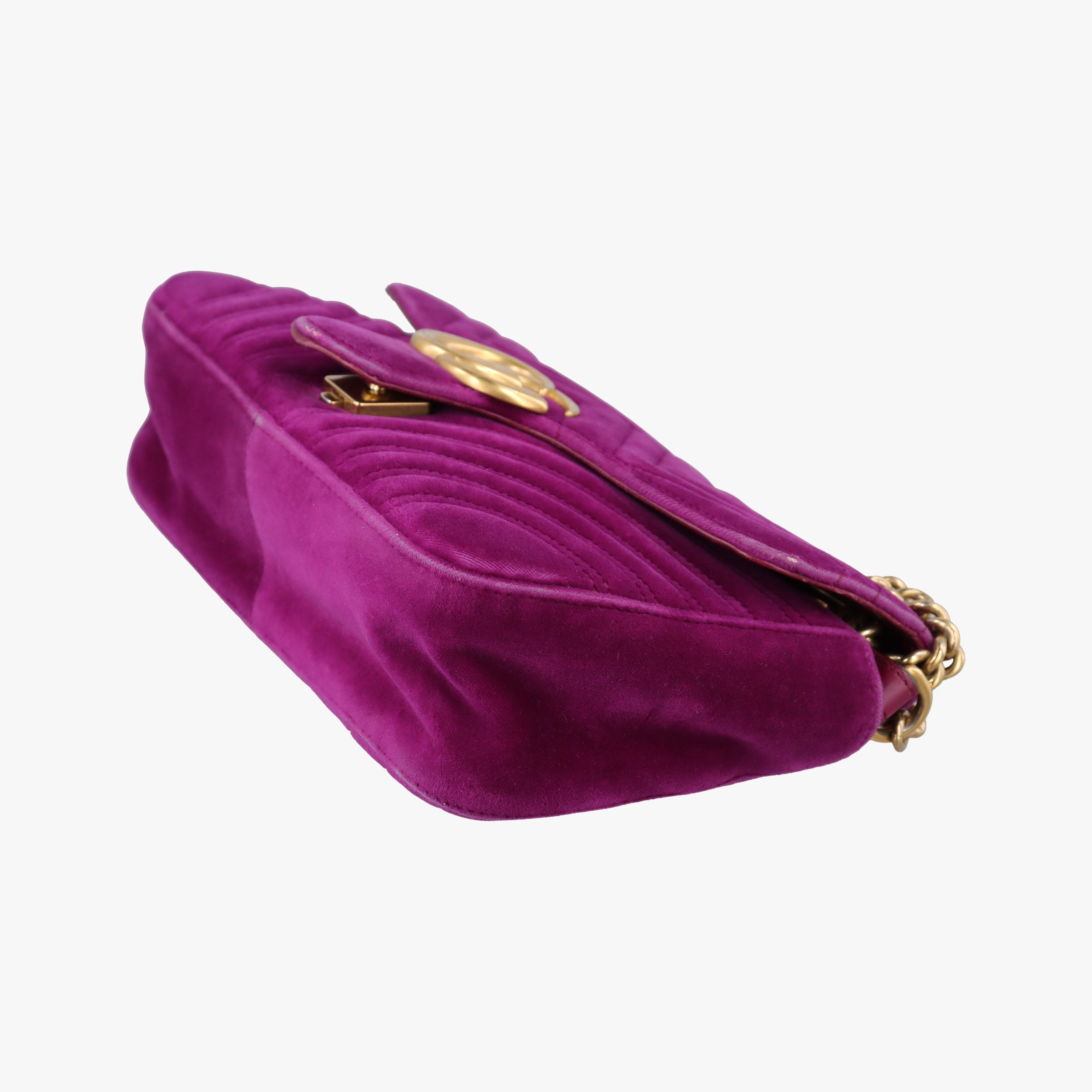 Pre-owned Gucci GG Marmont Purple velour 443497 shoulderbag | stylenewstar