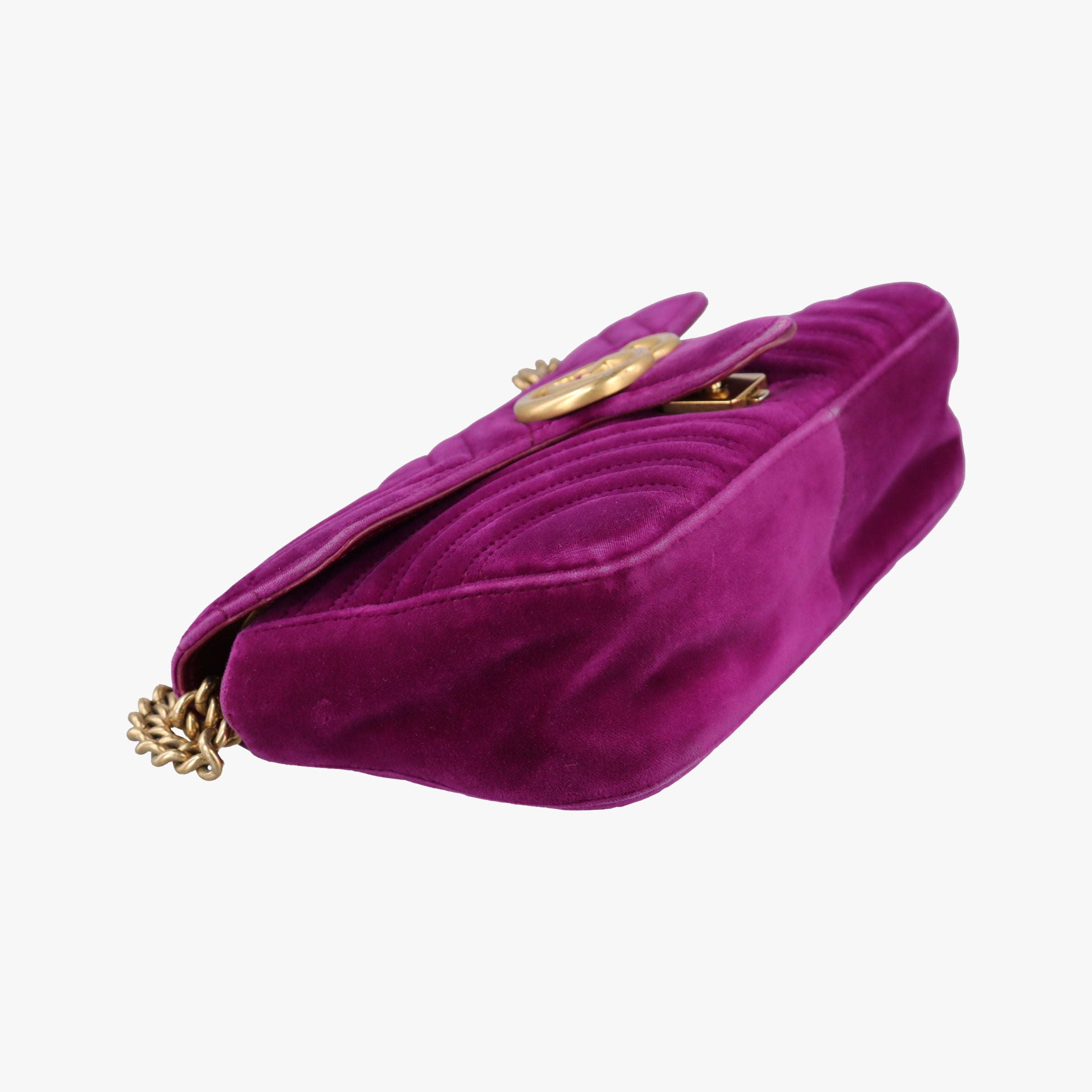 Pre-owned Gucci GG Marmont Purple velour 443497 shoulderbag | stylenewstar