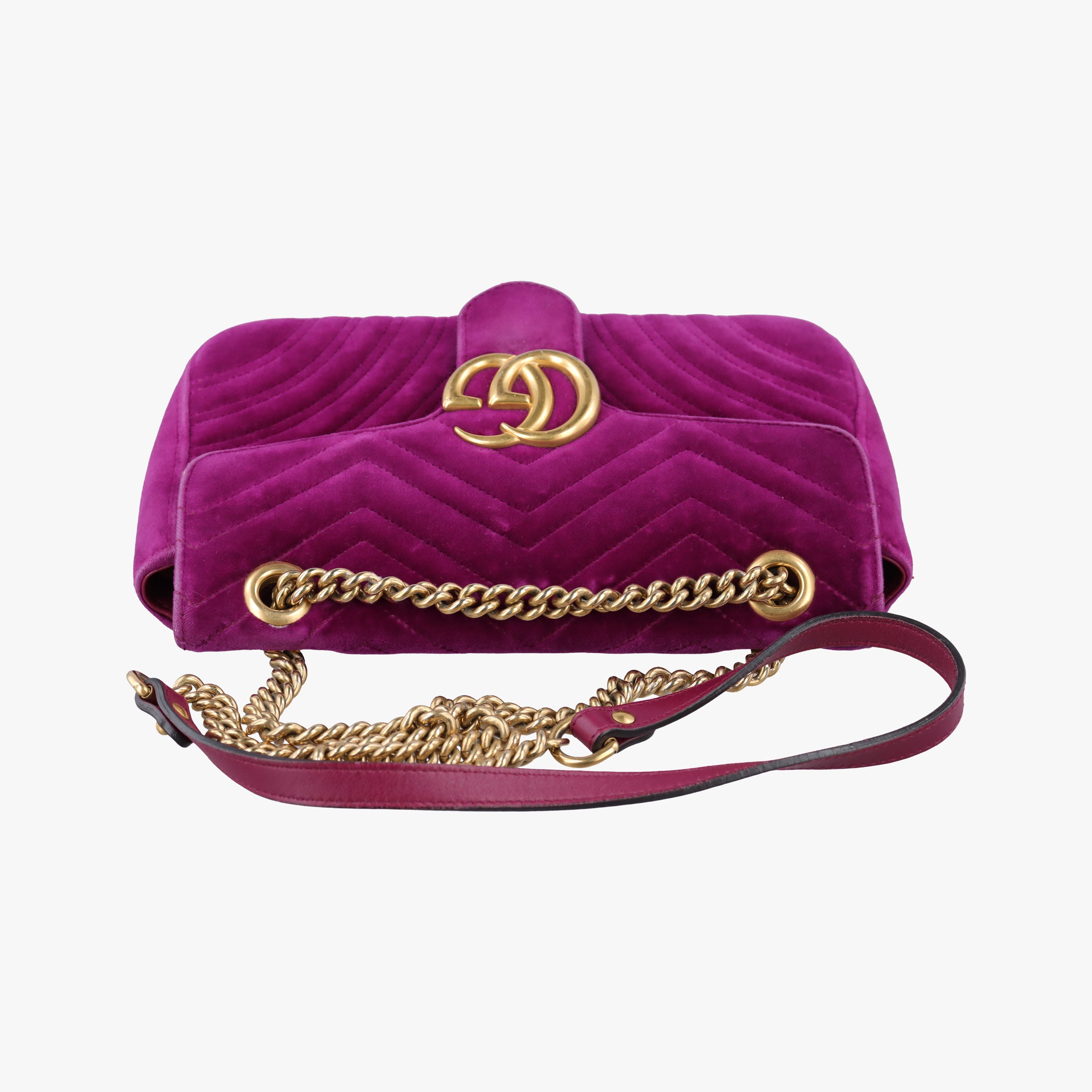 Pre-owned Gucci GG Marmont Purple velour 443497 shoulderbag | stylenewstar