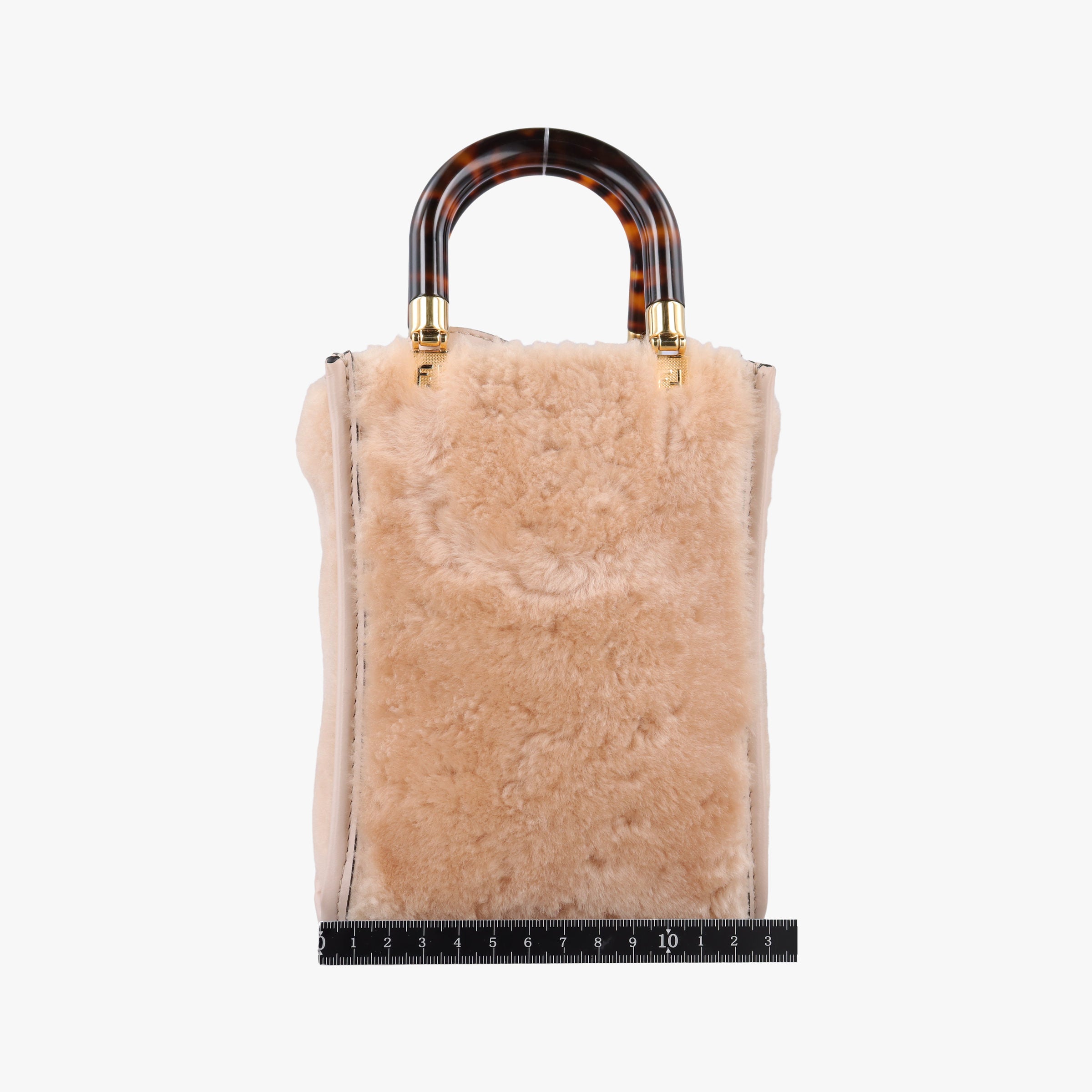 Secondhand Fendi SUNSHINE SHOPPER beige×Multicolour fur×leather 8BS051 shoulderbag | stylenewstar