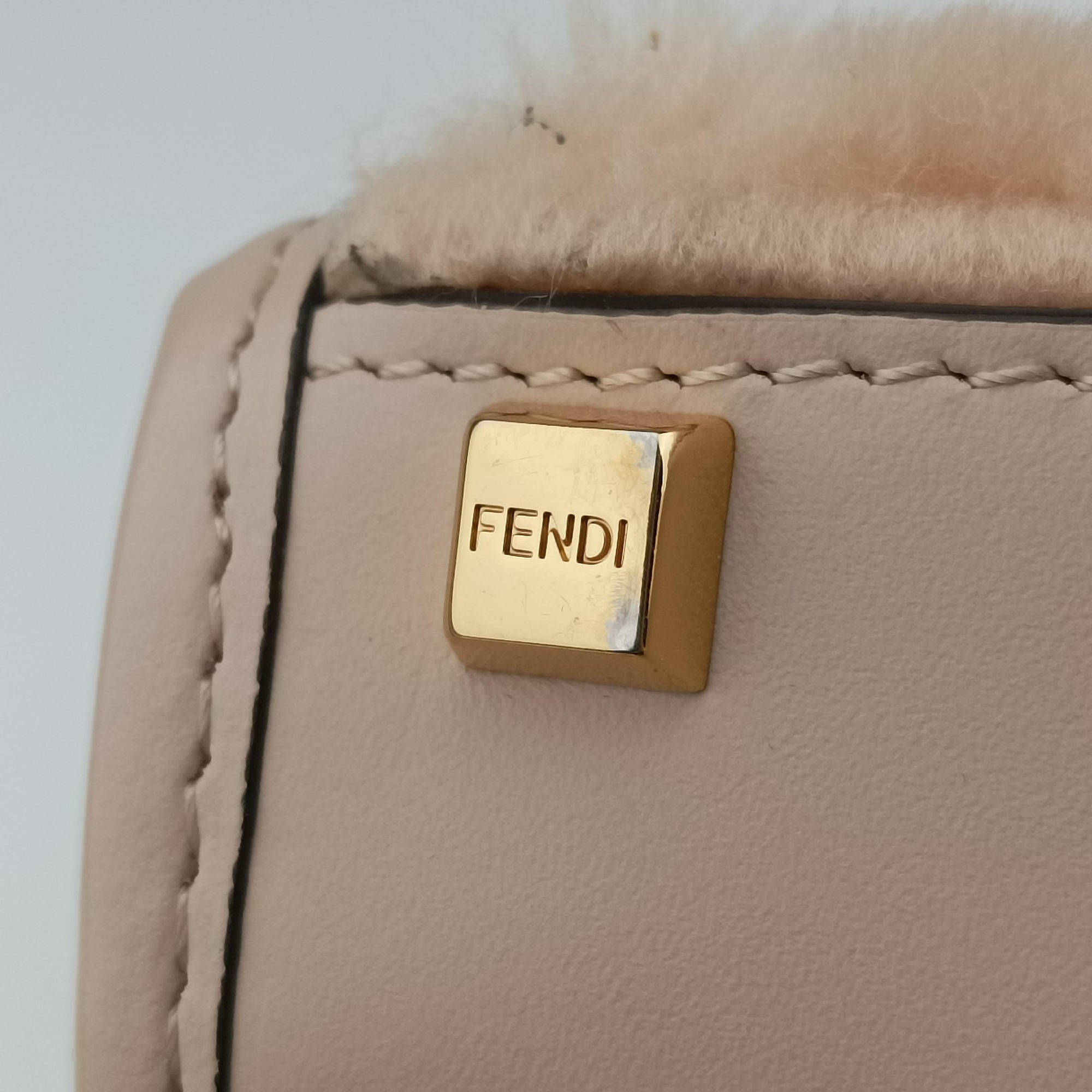 Secondhand Fendi SUNSHINE SHOPPER beige×Multicolour fur×leather 8BS051 shoulderbag | stylenewstar