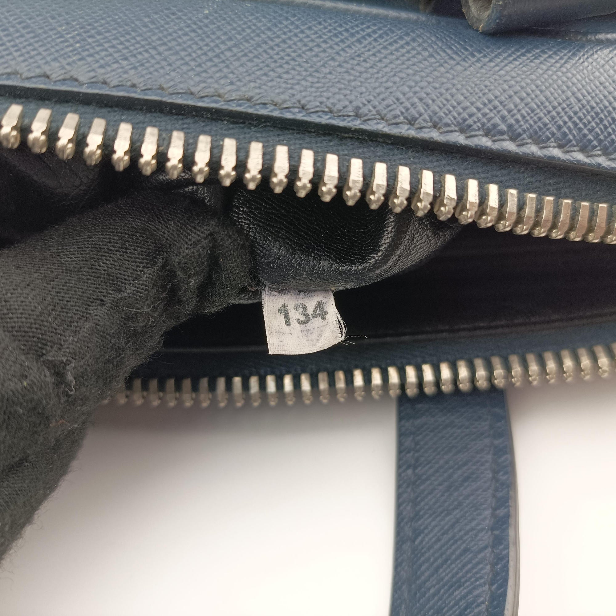 Pre-owned Prada Push-Lock Briefcases Navy Saffiano Leather  handbag | stylenewstar