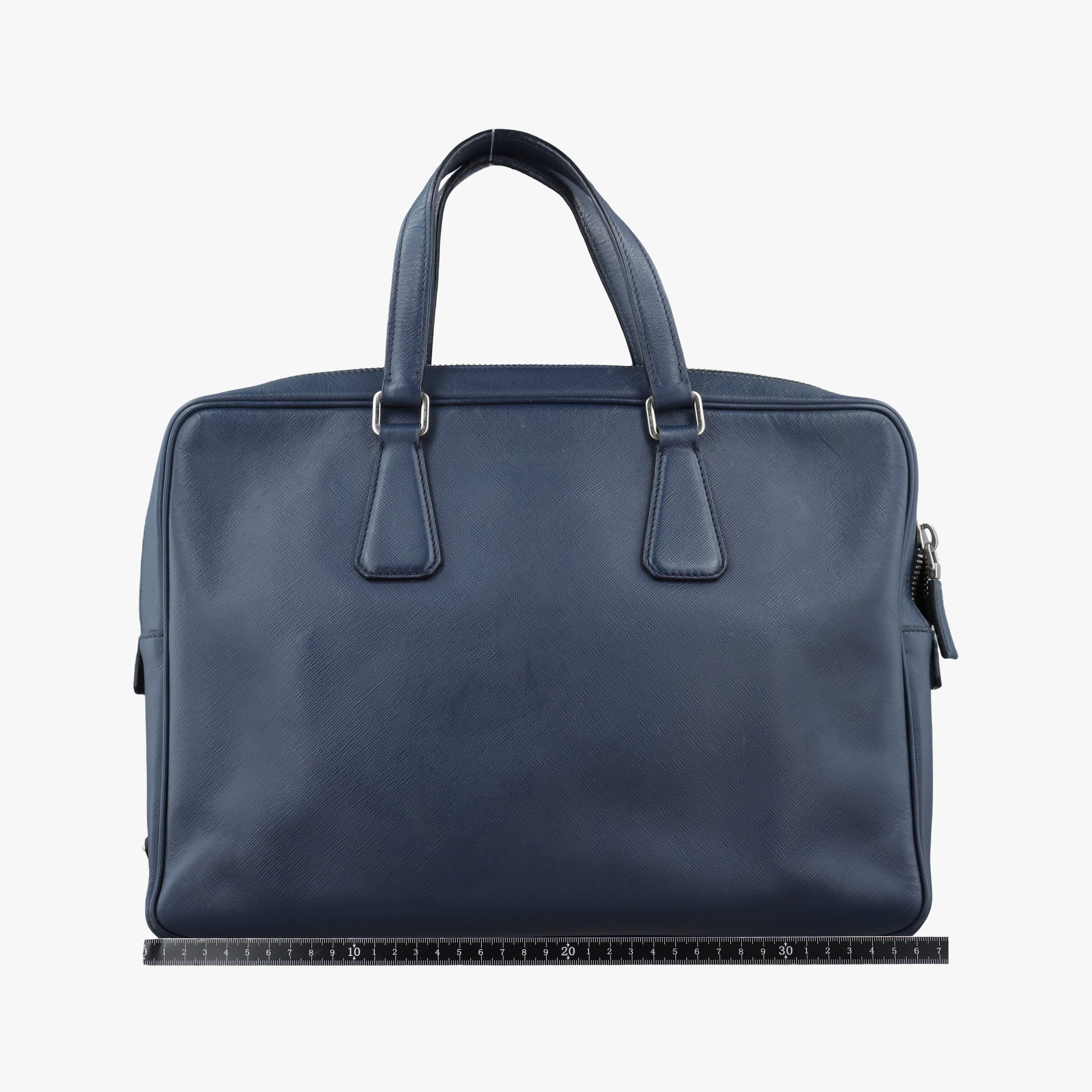 Pre-owned Prada Push-Lock Briefcases Navy Saffiano Leather  handbag | stylenewstar