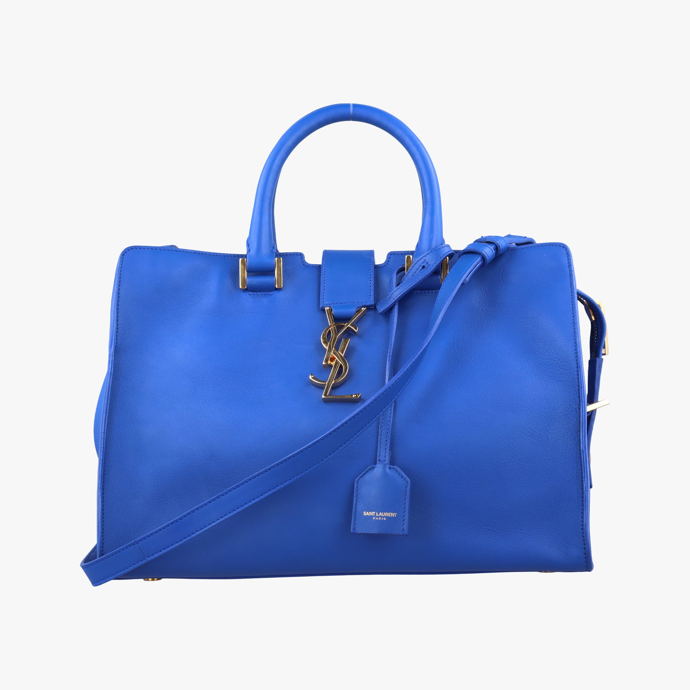 Vintage Yves Saint Laurent BABY CABAS Blue Leather 394461 shoulderbag | stylenewstar