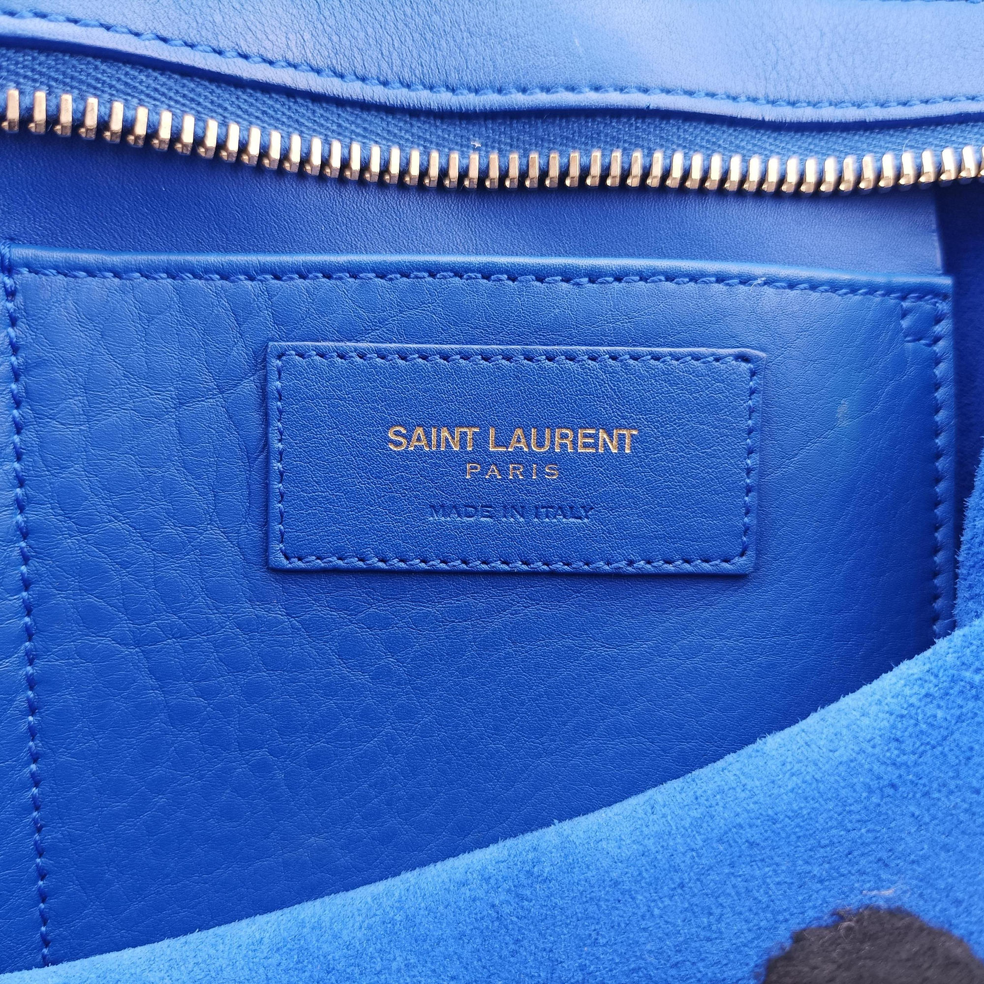 Vintage Yves Saint Laurent BABY CABAS Blue Leather 394461 shoulderbag | stylenewstar
