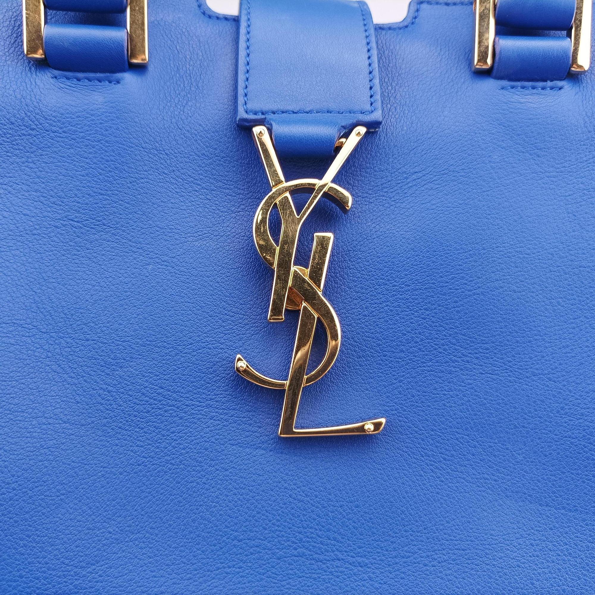 Vintage Yves Saint Laurent BABY CABAS Blue Leather 394461 shoulderbag | stylenewstar