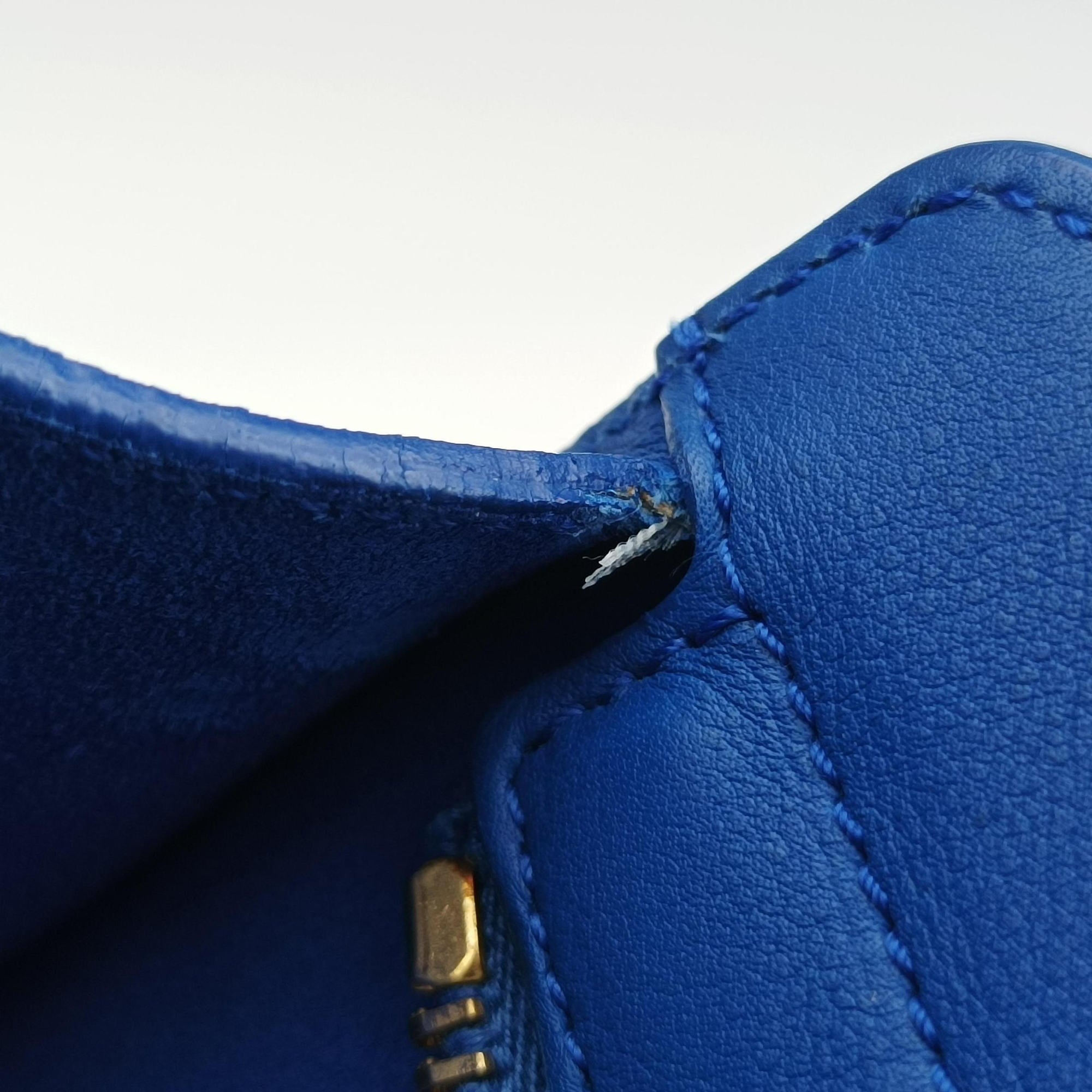 Vintage Yves Saint Laurent BABY CABAS Blue Leather 394461 shoulderbag | stylenewstar