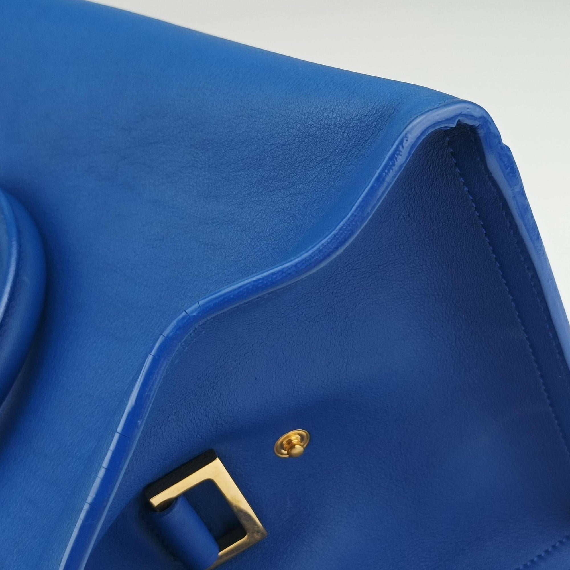 Vintage Yves Saint Laurent BABY CABAS Blue Leather 394461 shoulderbag | stylenewstar