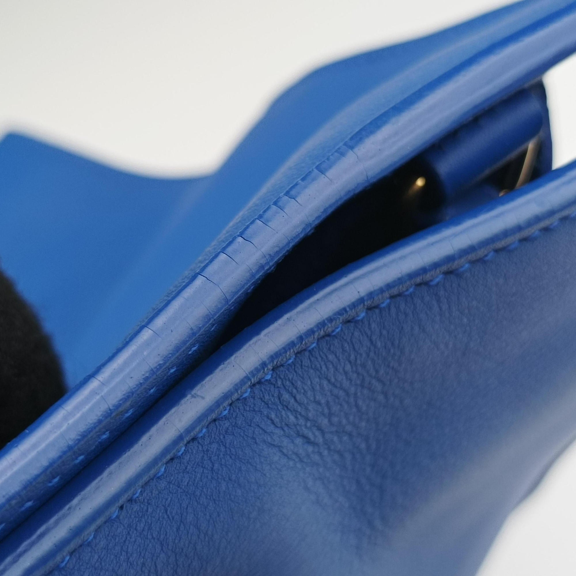 Vintage Yves Saint Laurent BABY CABAS Blue Leather 394461 shoulderbag | stylenewstar