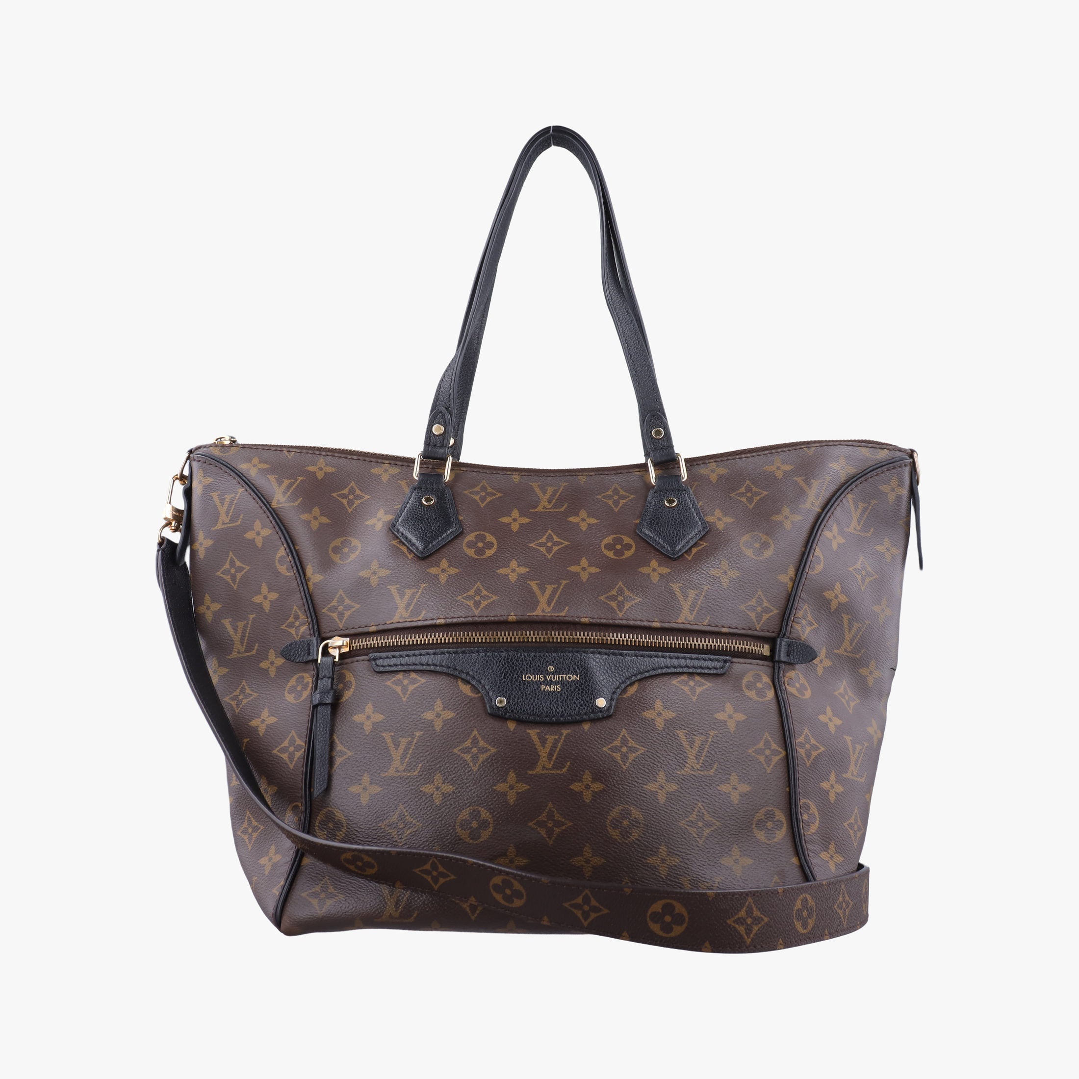 Pre-owned Louis Vuitton Tournel PM Brown×Noir Monogram Canvas×calf leather M44057 shoulderbag | stylenewstar