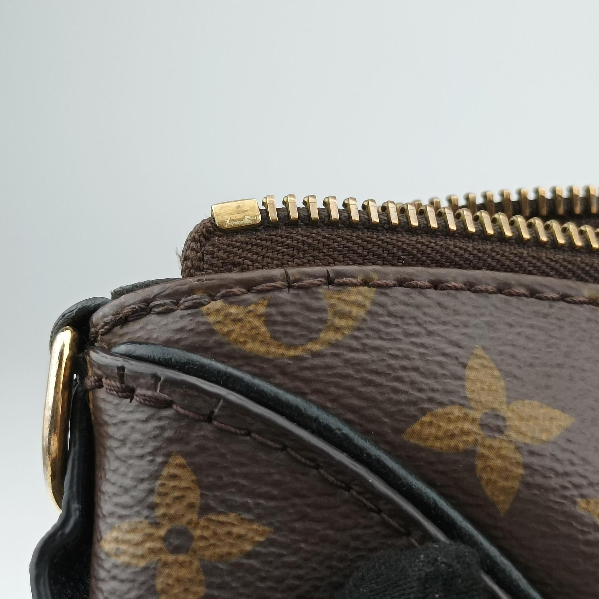 Pre-owned Louis Vuitton Tournel PM Brown×Noir Monogram Canvas×calf leather M44057 shoulderbag | stylenewstar