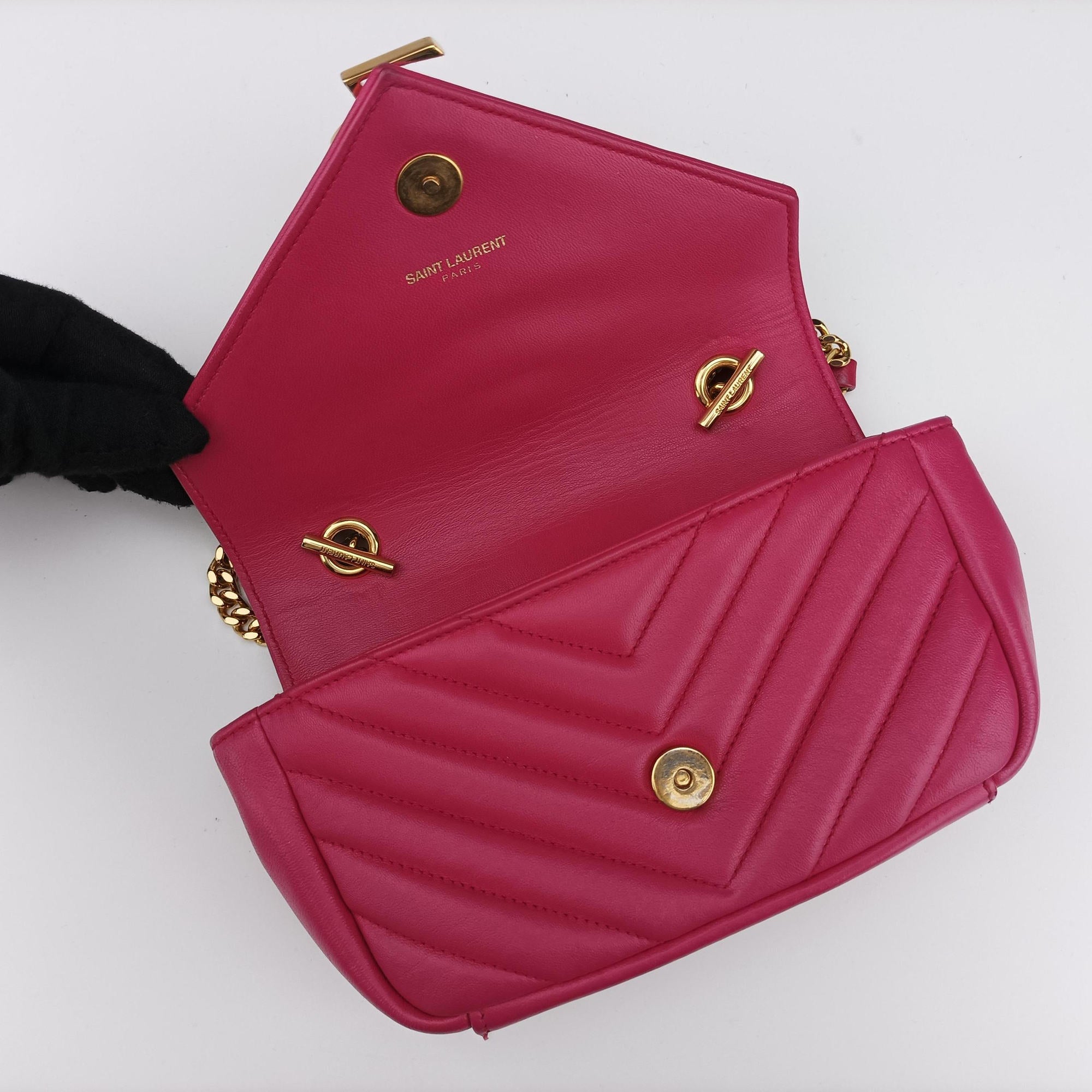 Pre-owned Yves Saint Laurent Baby Chai Pink Leather 399289 shoulderbag | stylenewstar