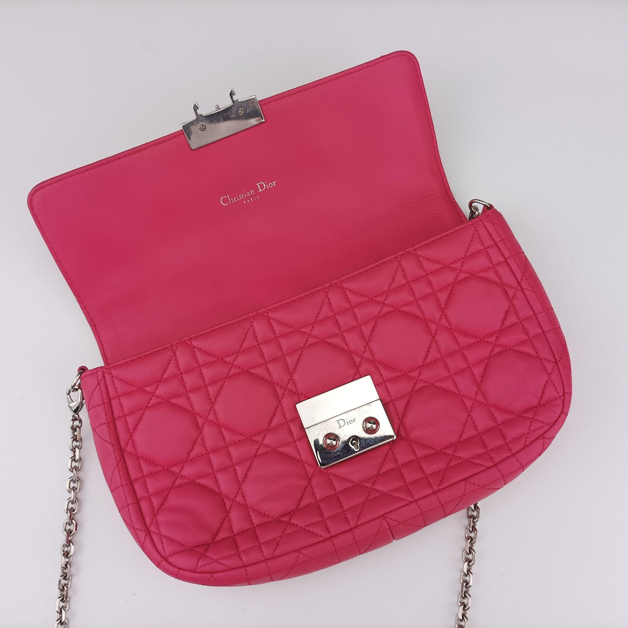 Secondhand Christian Dior Miss Dior CANNAGE New Lock Rose lambskin  shoulderbag | stylenewstar