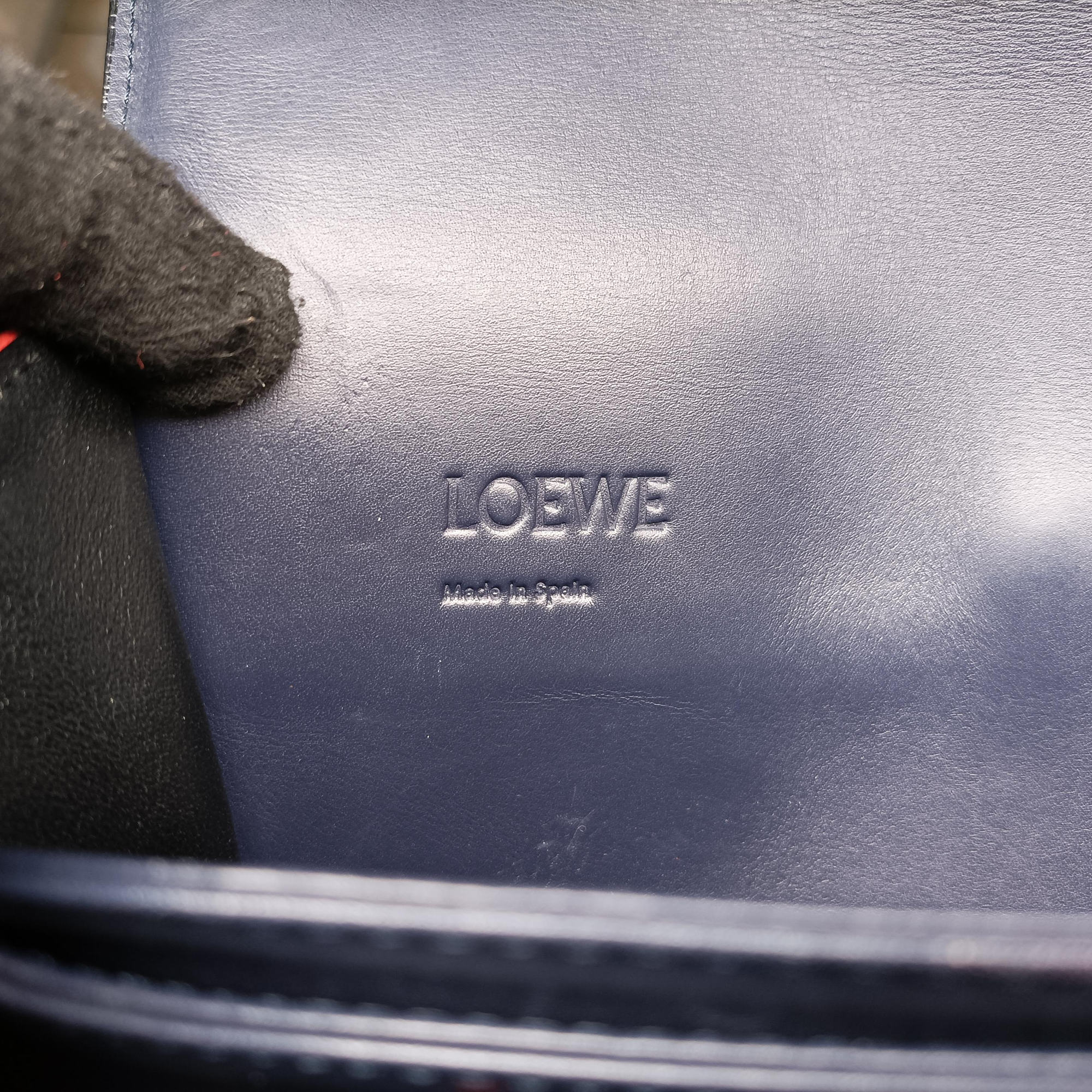 Pre-owned Loewe Barcelona Navy×Red Suede×leather  shoulderbag | stylenewstar