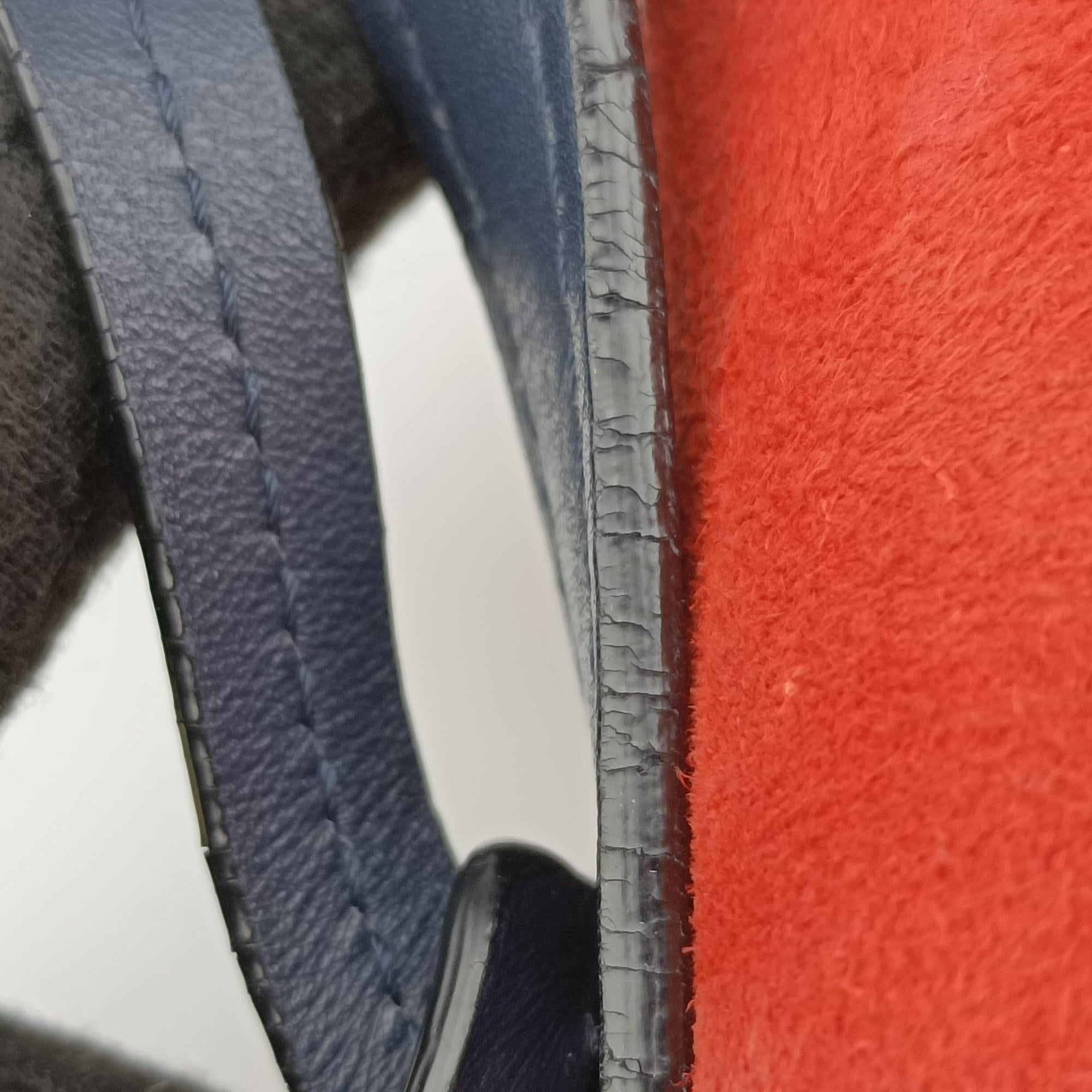 Pre-owned Loewe Barcelona Navy×Red Suede×leather  shoulderbag | stylenewstar
