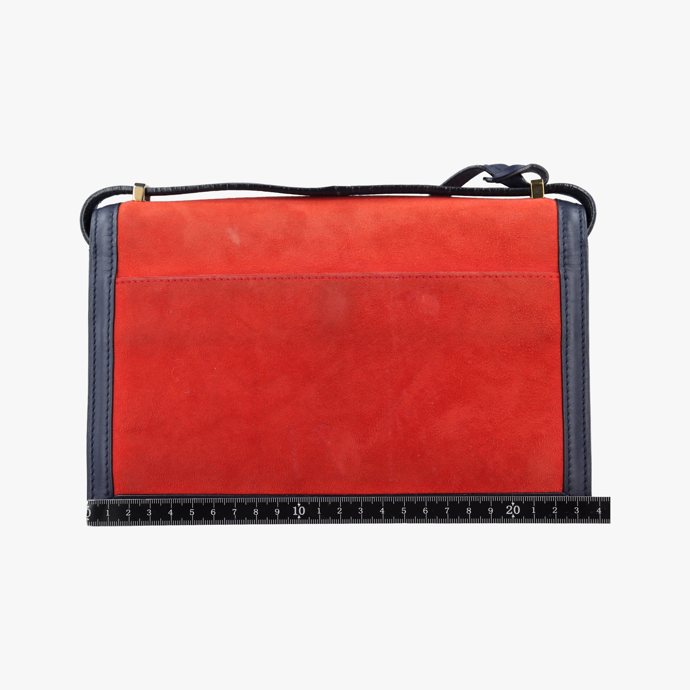 Pre-owned Loewe Barcelona Navy×Red Suede×leather  shoulderbag | stylenewstar