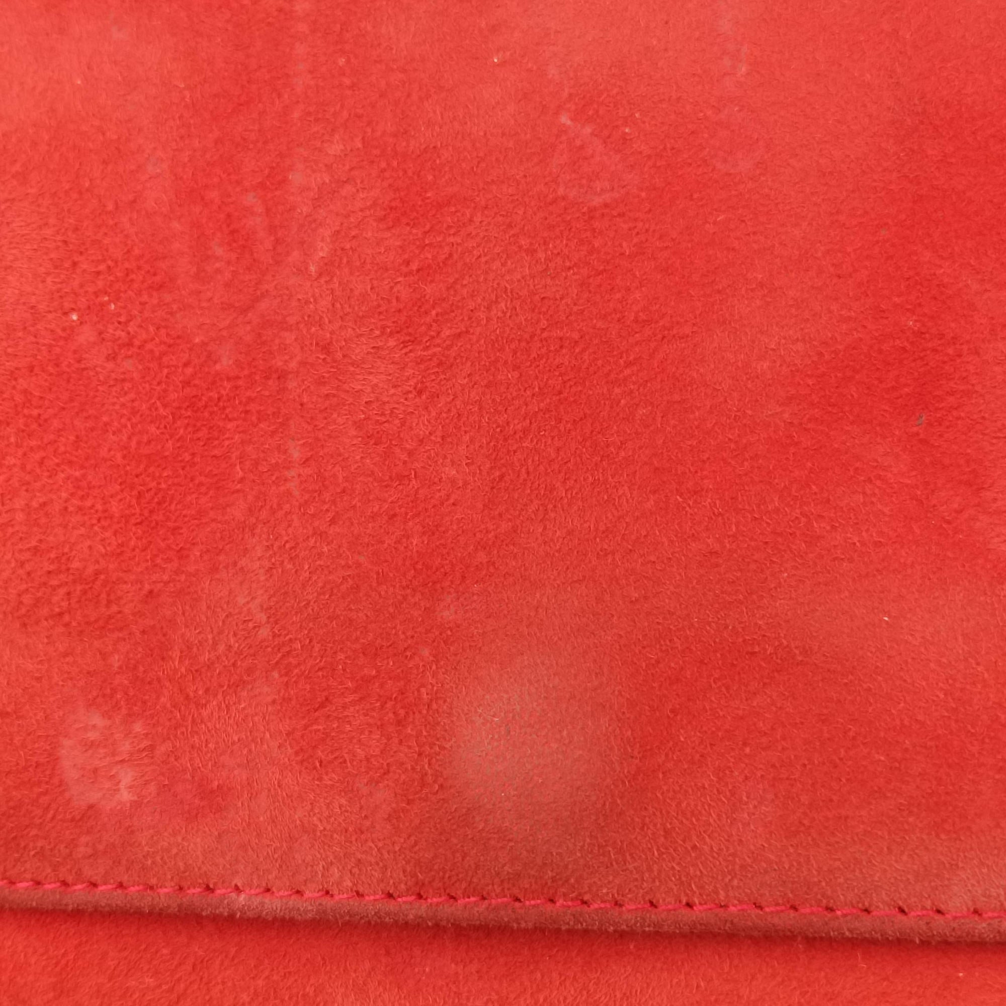 Pre-owned Loewe Barcelona Navy×Red Suede×leather  shoulderbag | stylenewstar