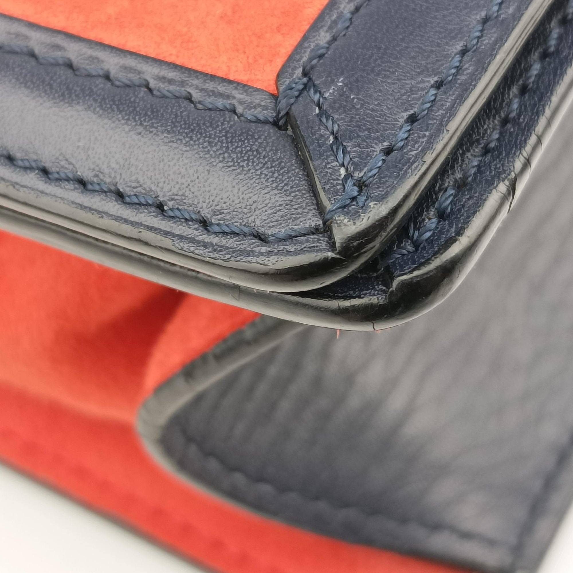 Pre-owned Loewe Barcelona Navy×Red Suede×leather  shoulderbag | stylenewstar