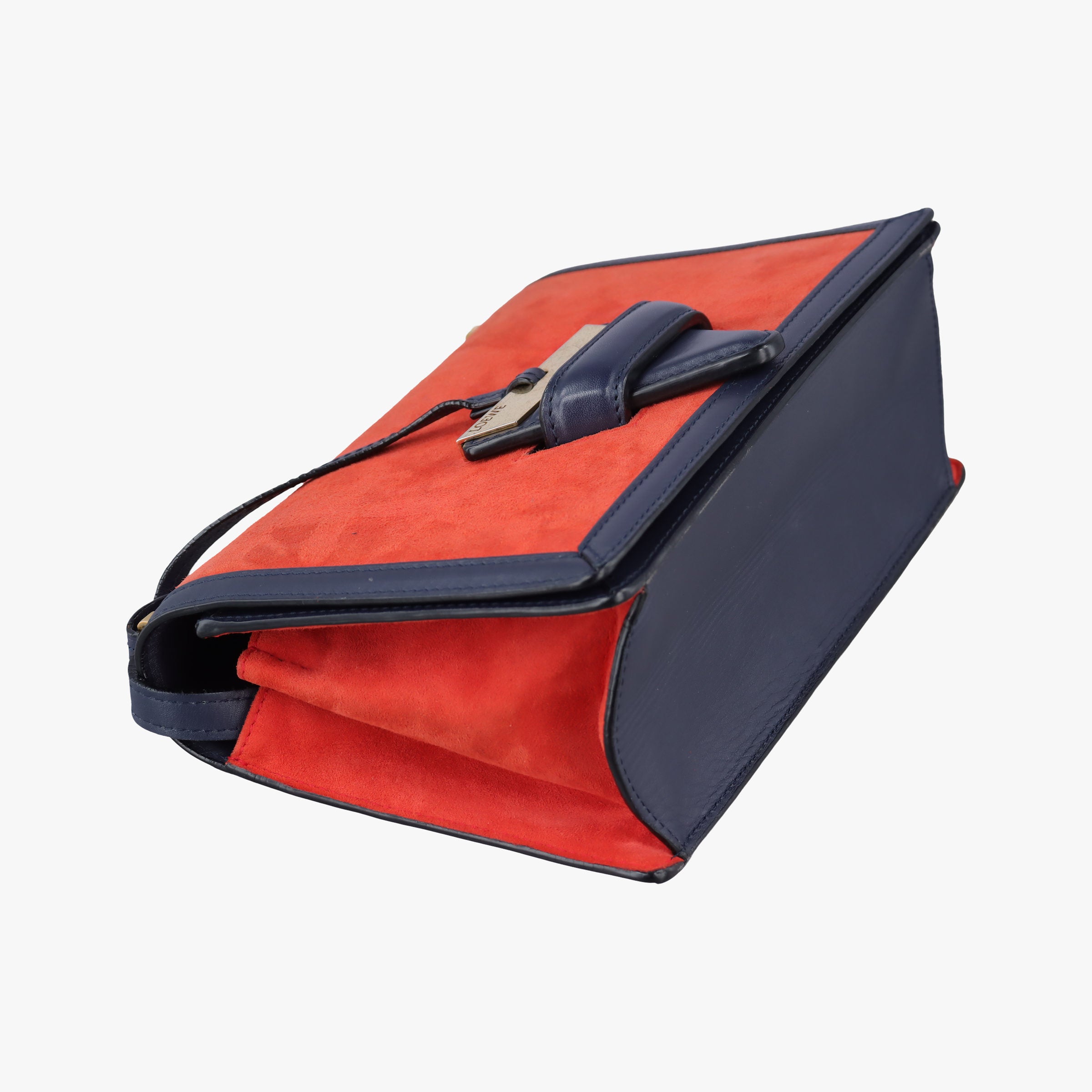 Pre-owned Loewe Barcelona Navy×Red Suede×leather  shoulderbag | stylenewstar
