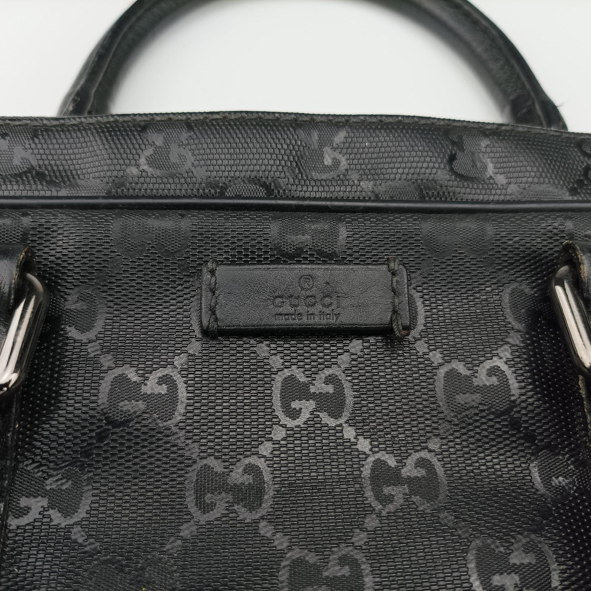 Pre-owned Gucci GG Imprime Briefcase Black PVC coated canvas×Leather 208463 shoulderbag | stylenewstar