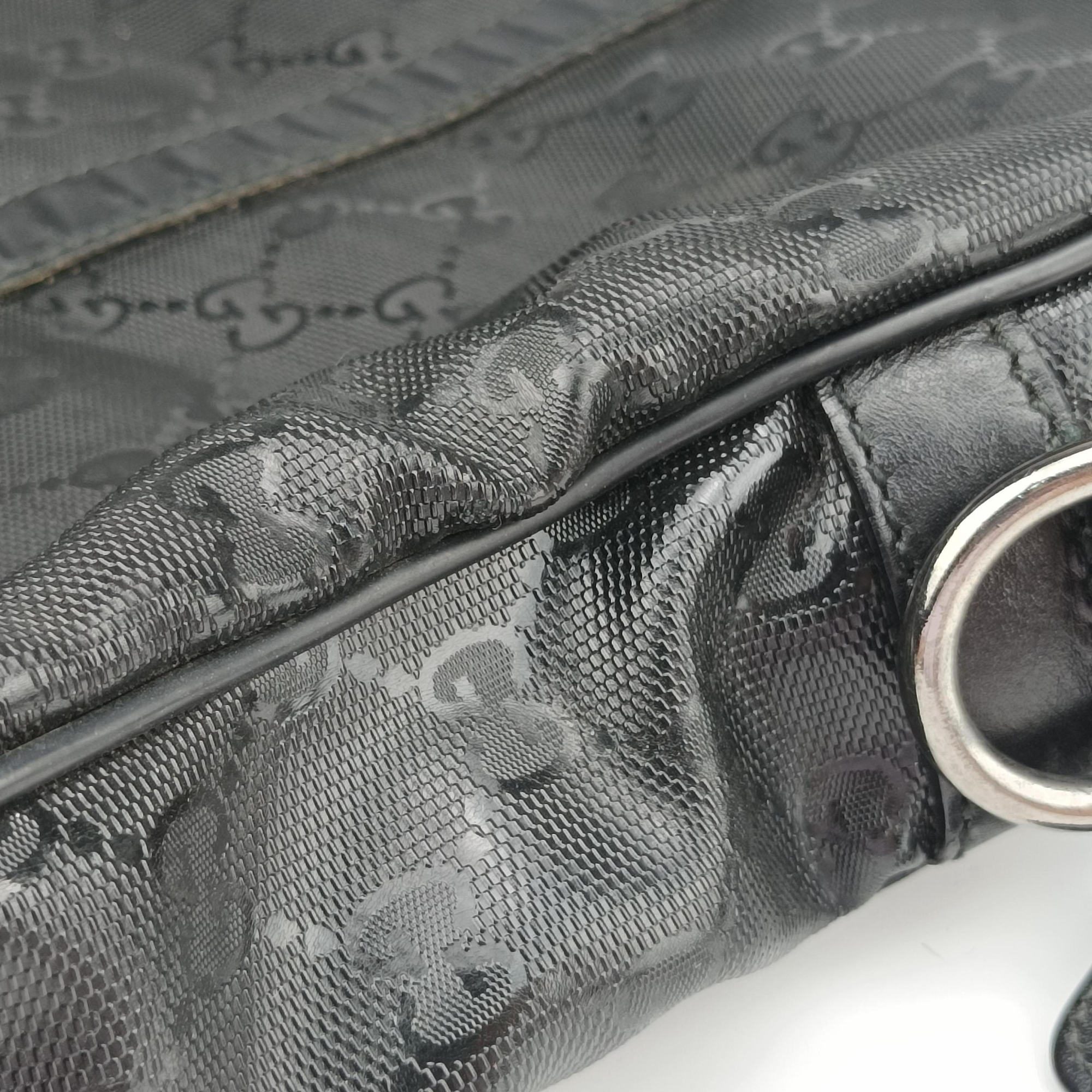 Pre-owned Gucci GG Imprime Briefcase Black PVC coated canvas×Leather 208463 shoulderbag | stylenewstar