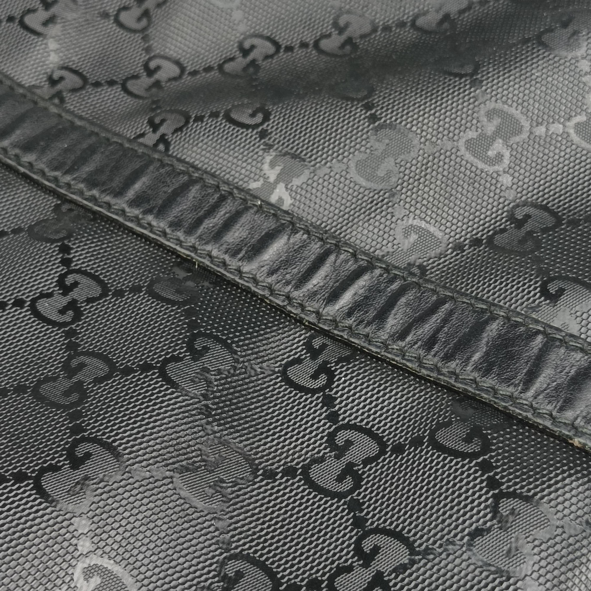Pre-owned Gucci GG Imprime Briefcase Black PVC coated canvas×Leather 208463 shoulderbag | stylenewstar