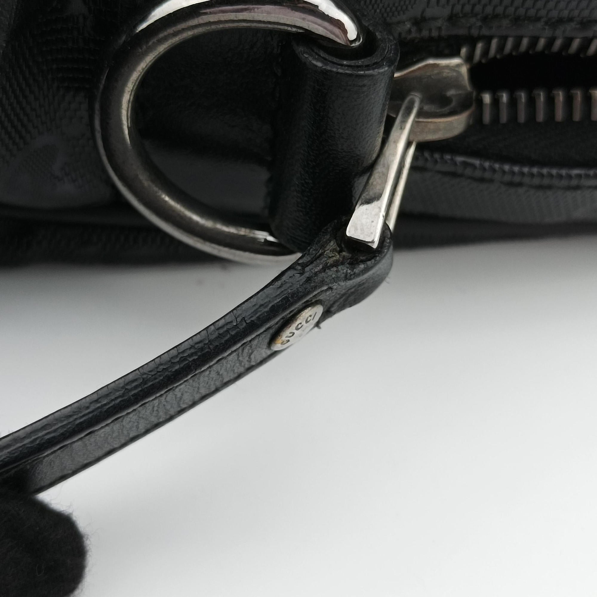 Pre-owned Gucci GG Imprime Briefcase Black PVC coated canvas×Leather 208463 shoulderbag | stylenewstar